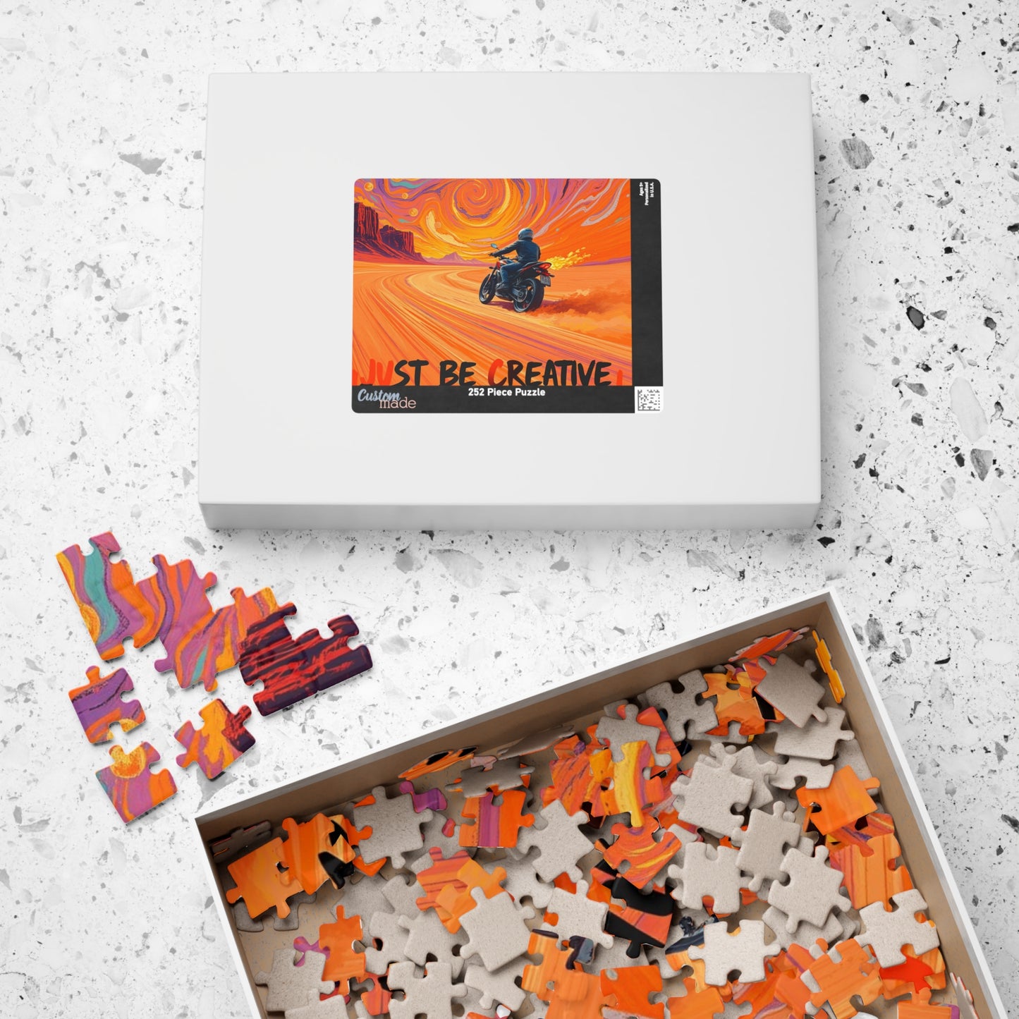 Puzzle, Surreal Motorcycle Adventure Van Gogh Inspired Impressionist Desert Motorcycle, Jigsaw, Art Activity, Gift, Home Decor, Indoor