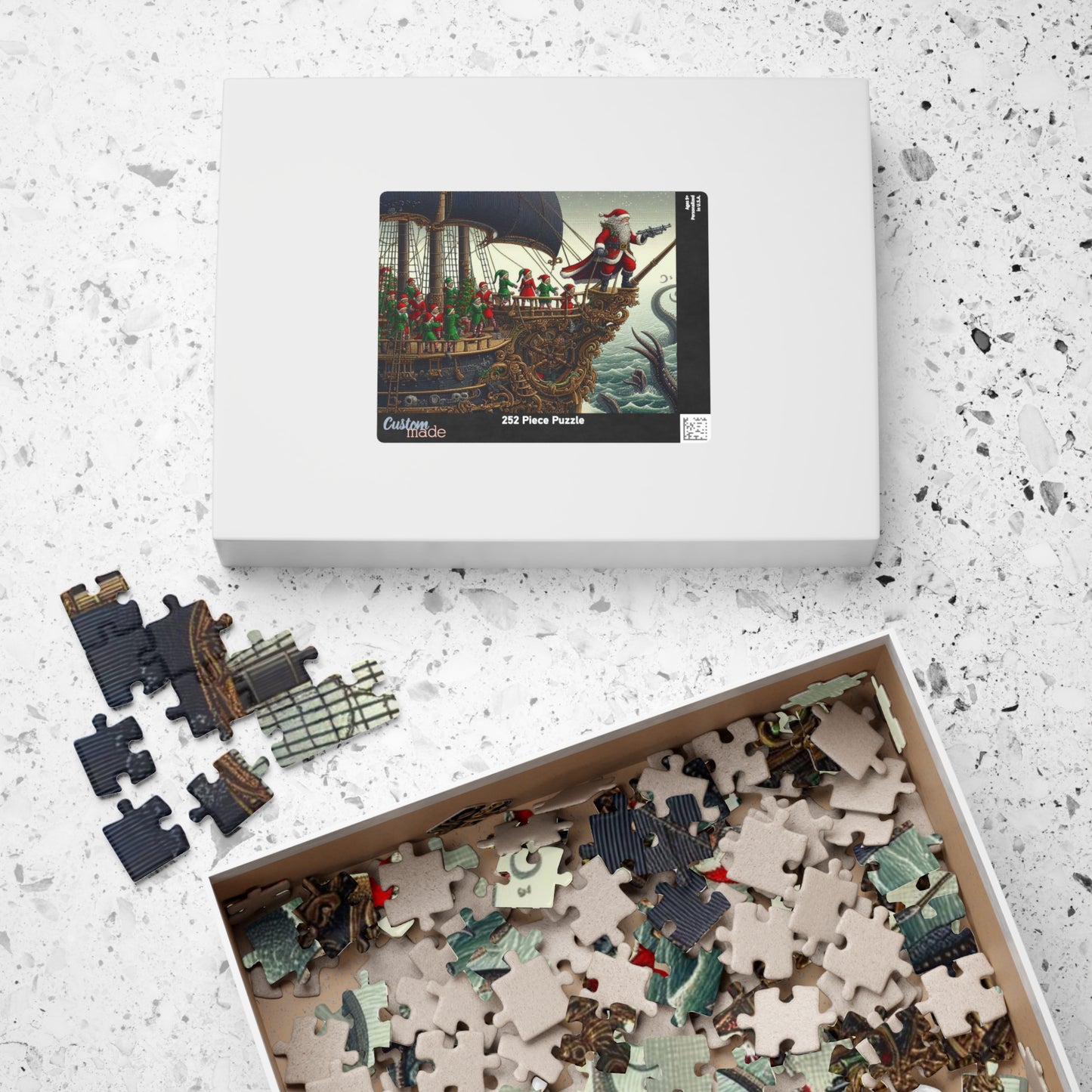 Christmas Puzzle, Santa Adventure Jigsaw, Funny Brainteaser, Original Design, Mindfulness Activity, Board Game, Custom Made