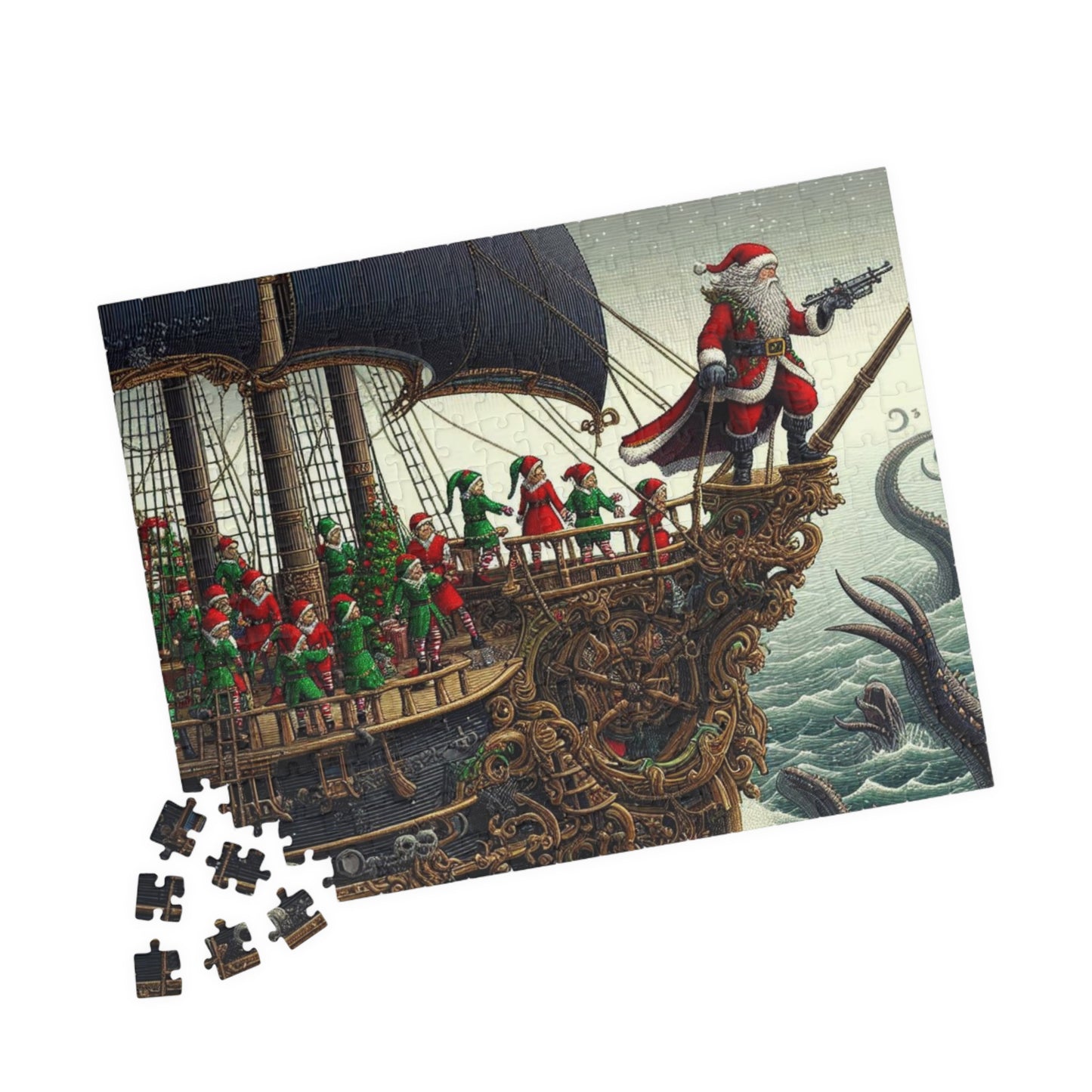 Christmas Puzzle, Santa Adventure Jigsaw, Funny Brainteaser, Original Design, Mindfulness Activity, Board Game, Custom Made