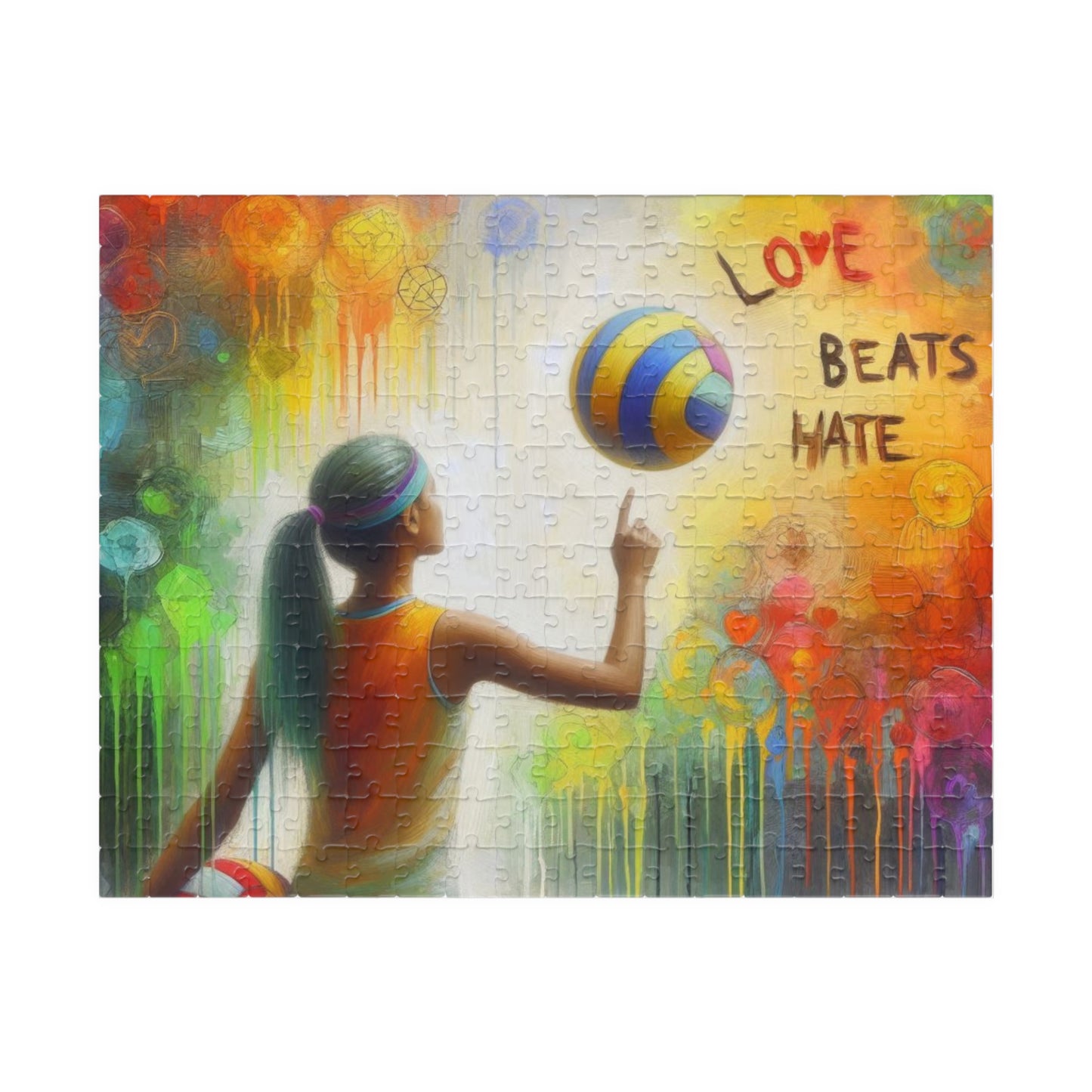 Feminist Volleyball Puzzle Impressionist Design Inspired by Van Gogh