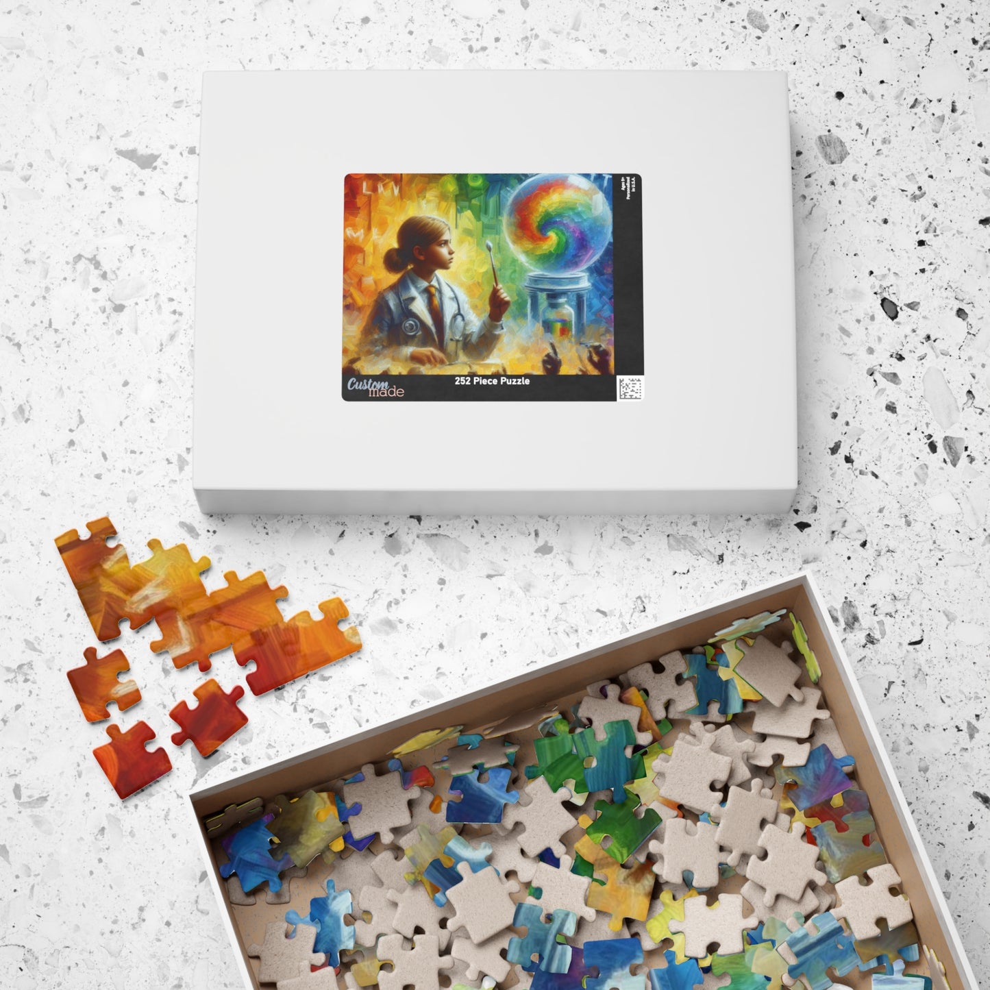 Feminist Scientist Puzzle, Van-Gogh Inspired Impressionist Design