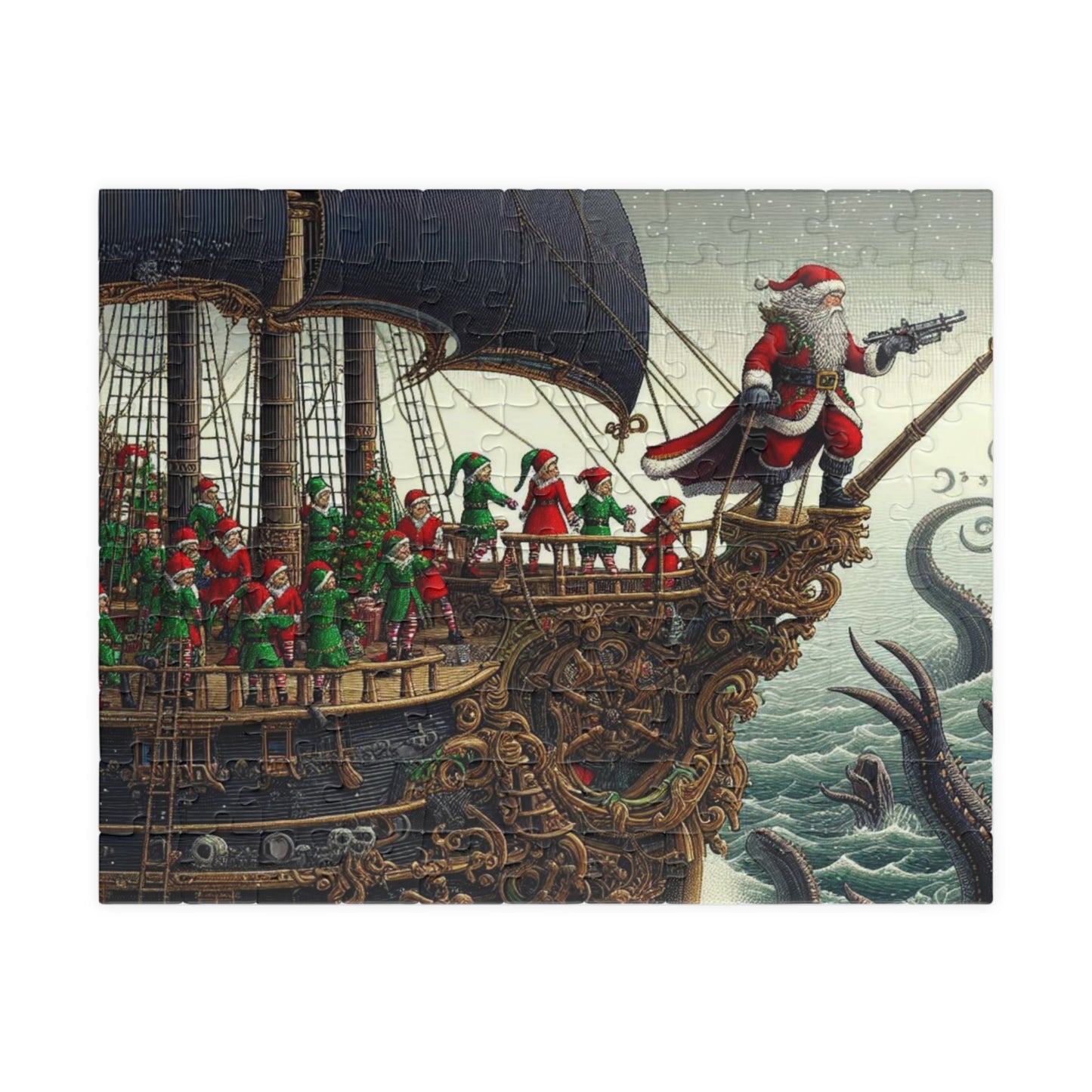 Christmas Puzzle, Santa Adventure Jigsaw, Funny Brainteaser, Original Design, Mindfulness Activity, Board Game, Custom Made