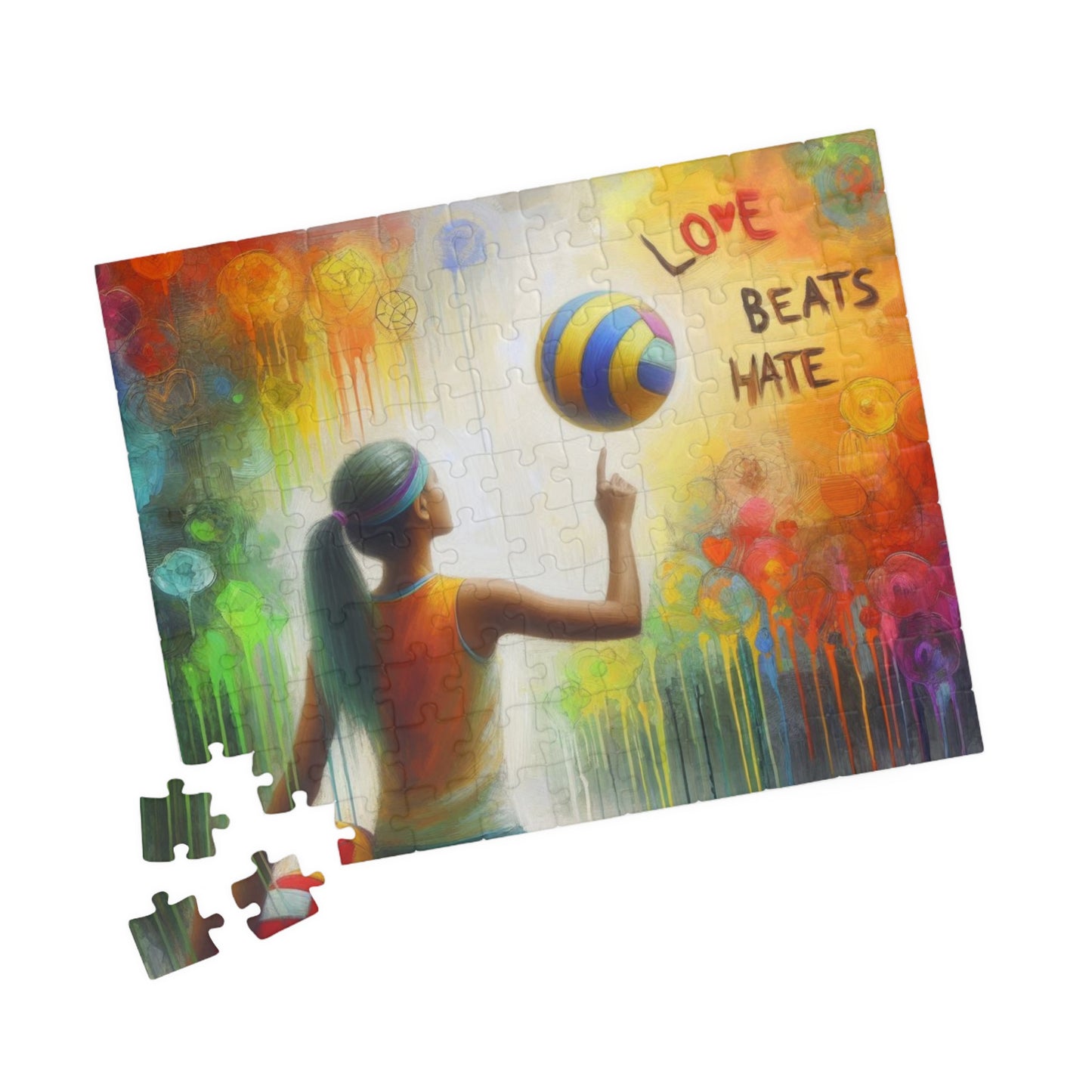 Feminist Volleyball Puzzle Impressionist Design Inspired by Van Gogh