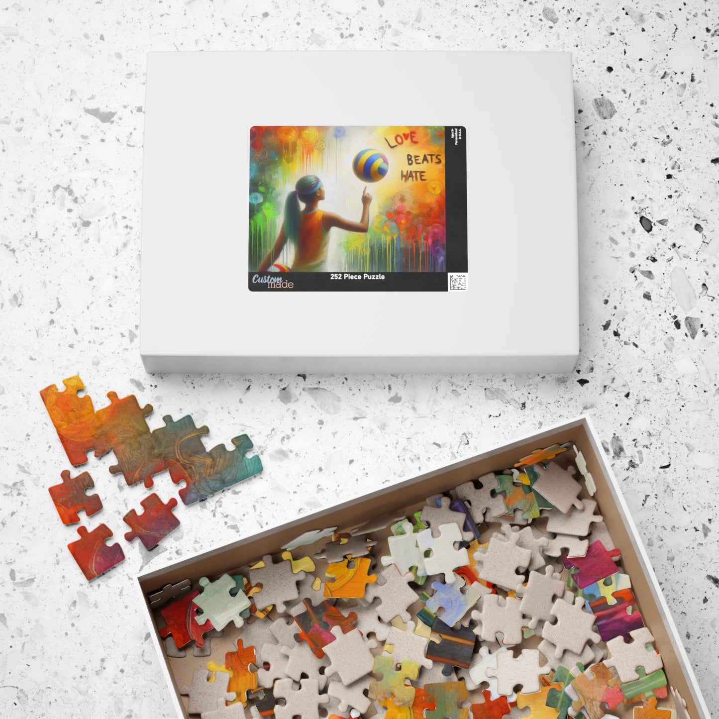 Feminist Volleyball Puzzle Impressionist Design Inspired by Van Gogh