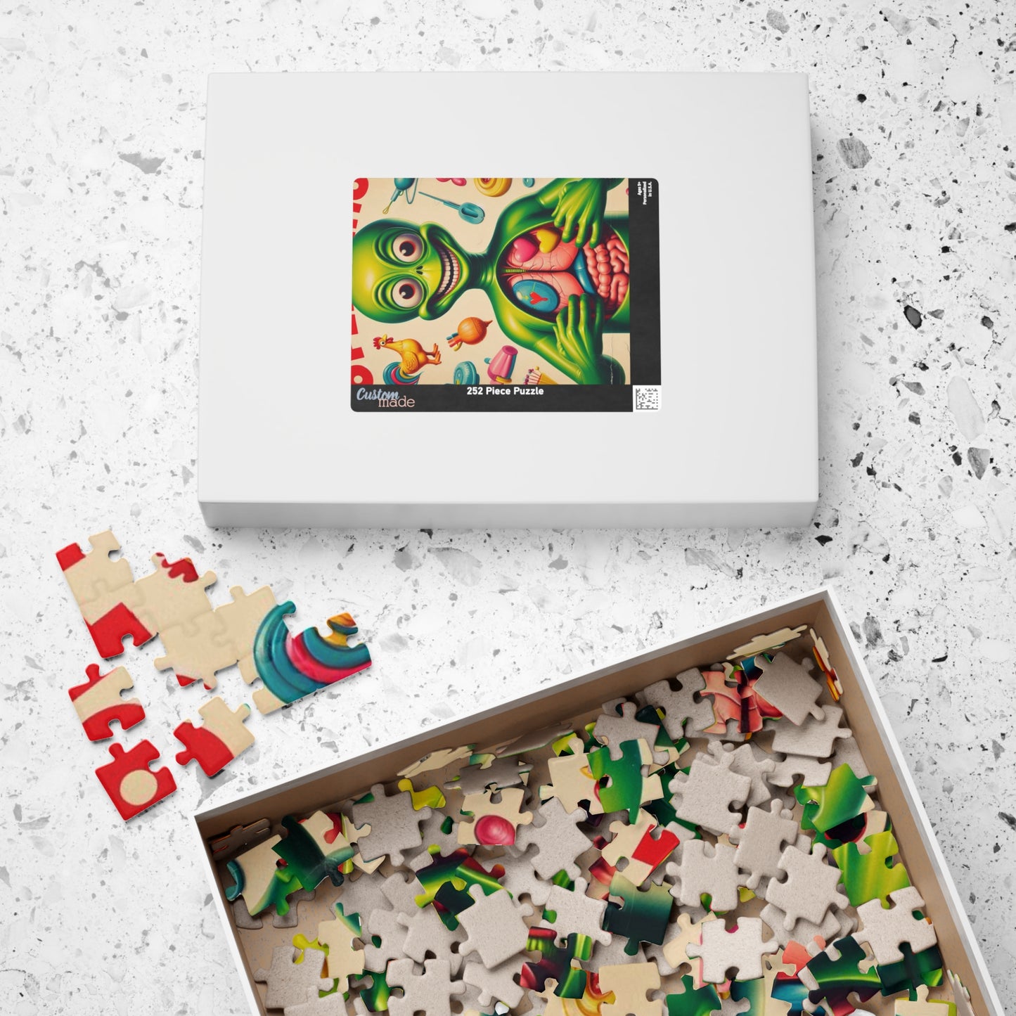 Jigsaw Puzzle, Operation Style Alien Brain Teaser, 520-Piece, Fun Kids Activity, Unique Gift Idea, Mind Games Challenge, Entertainment Toy