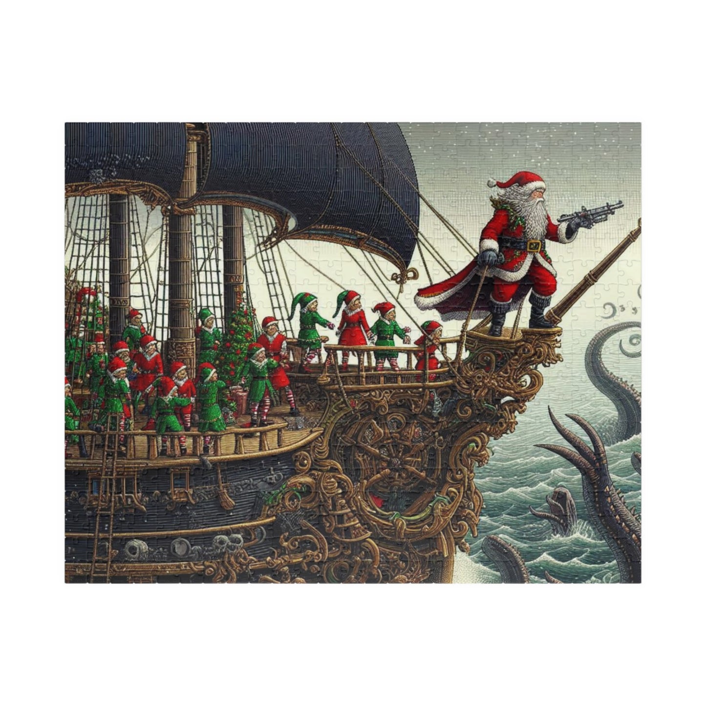 Christmas Puzzle, Santa Adventure Jigsaw, Funny Brainteaser, Original Design, Mindfulness Activity, Board Game, Custom Made