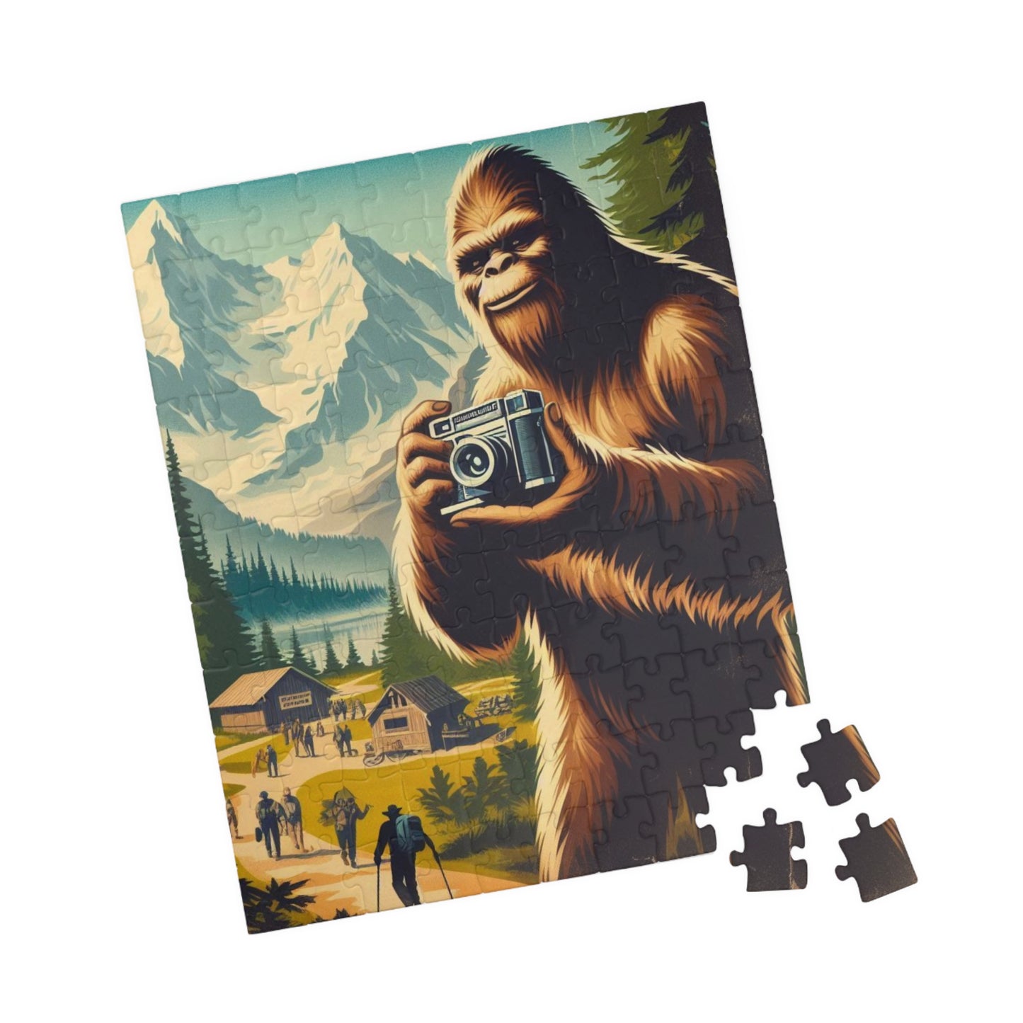 Puzzle, Bigfoot National Park Style Poster Brain Teaser, Jigsaw Game, Family Entertainment, Holiday Gift, Relaxing Challenge, Fun Activity