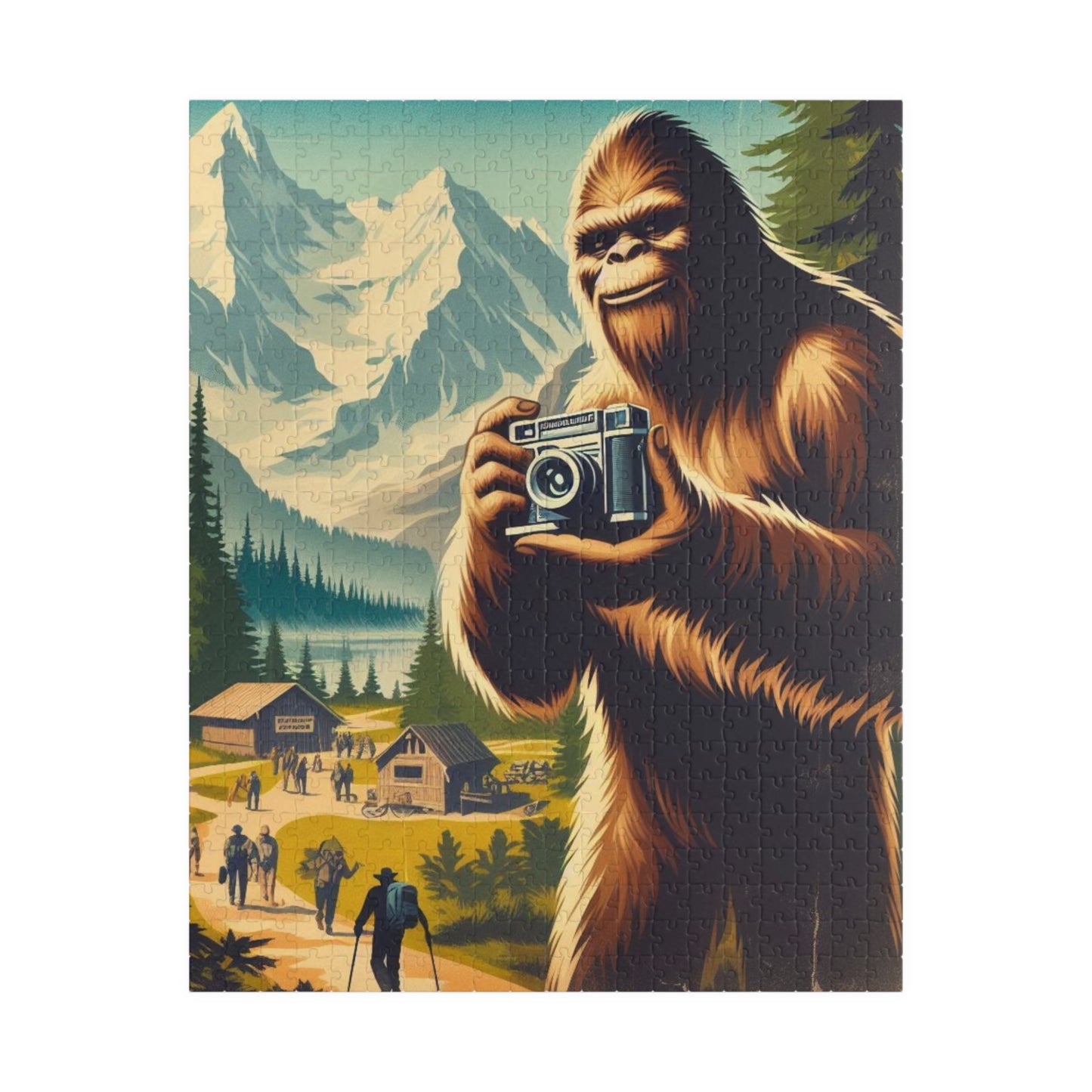 Puzzle, Bigfoot National Park Style Poster Brain Teaser, Jigsaw Game, Family Entertainment, Holiday Gift, Relaxing Challenge, Fun Activity