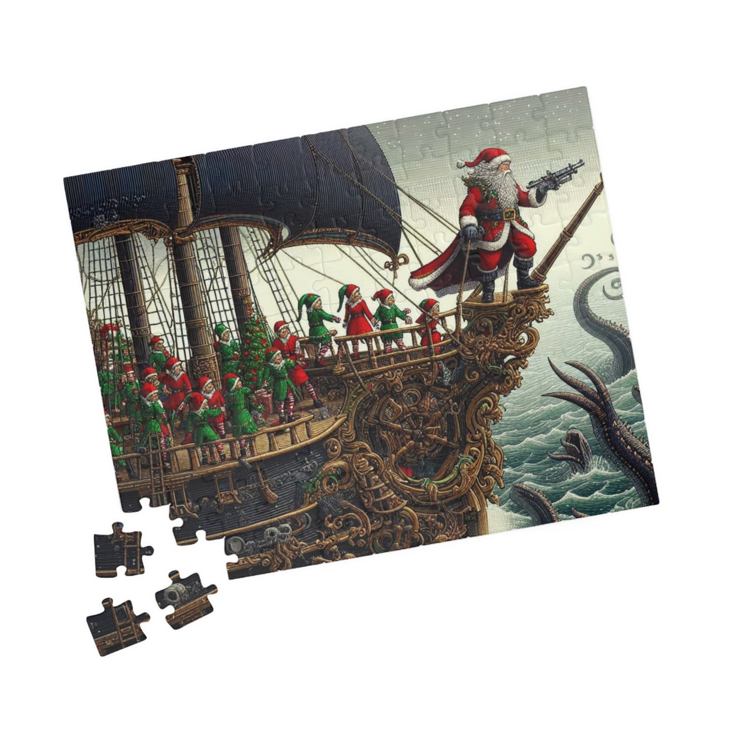 Christmas Puzzle, Santa Adventure Jigsaw, Funny Brainteaser, Original Design, Mindfulness Activity, Board Game, Custom Made