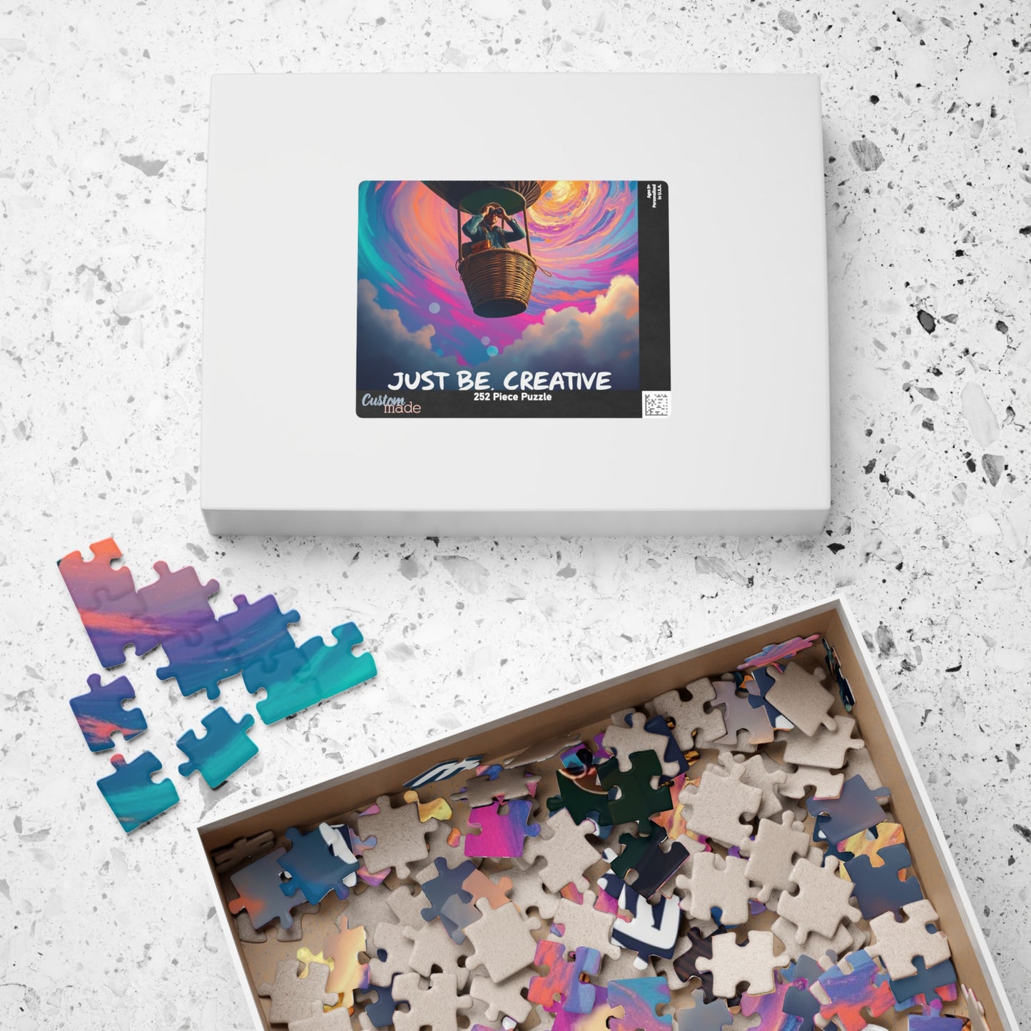 Puzzle - Surreal Hot Air Balloon Adventure Van Gogh Inspired Creative Impressionist Technicolor, Jigsaw Game, Mind Teaser, Artistic