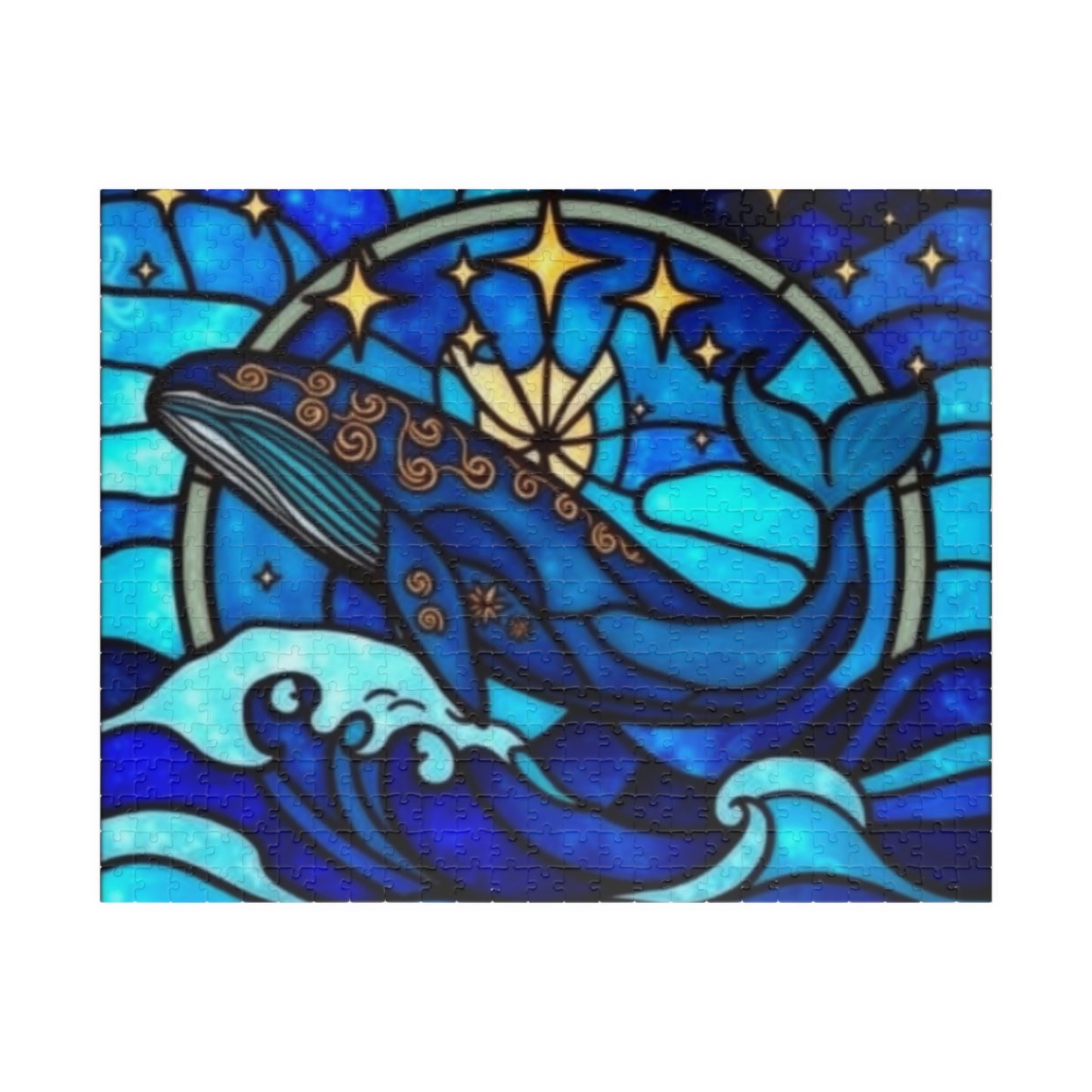 Puzzle, Stained Glass Whale Brain Teaser Jigsaw, Family Activity, Relaxation, Great Gift, 110 252 520 1014 Piece, For Adults Kids,