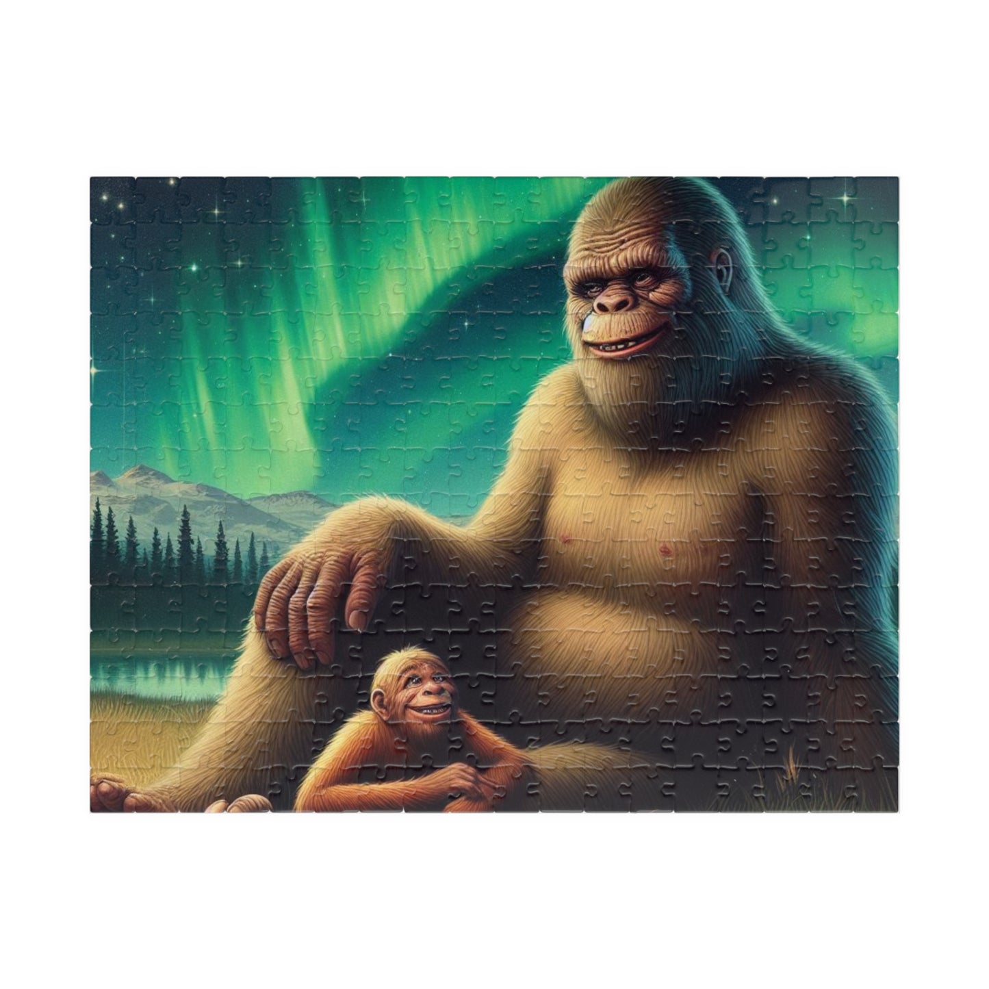 Bigfoot Northern Lights Puzzle, Mindfulness activity, relaxation gift