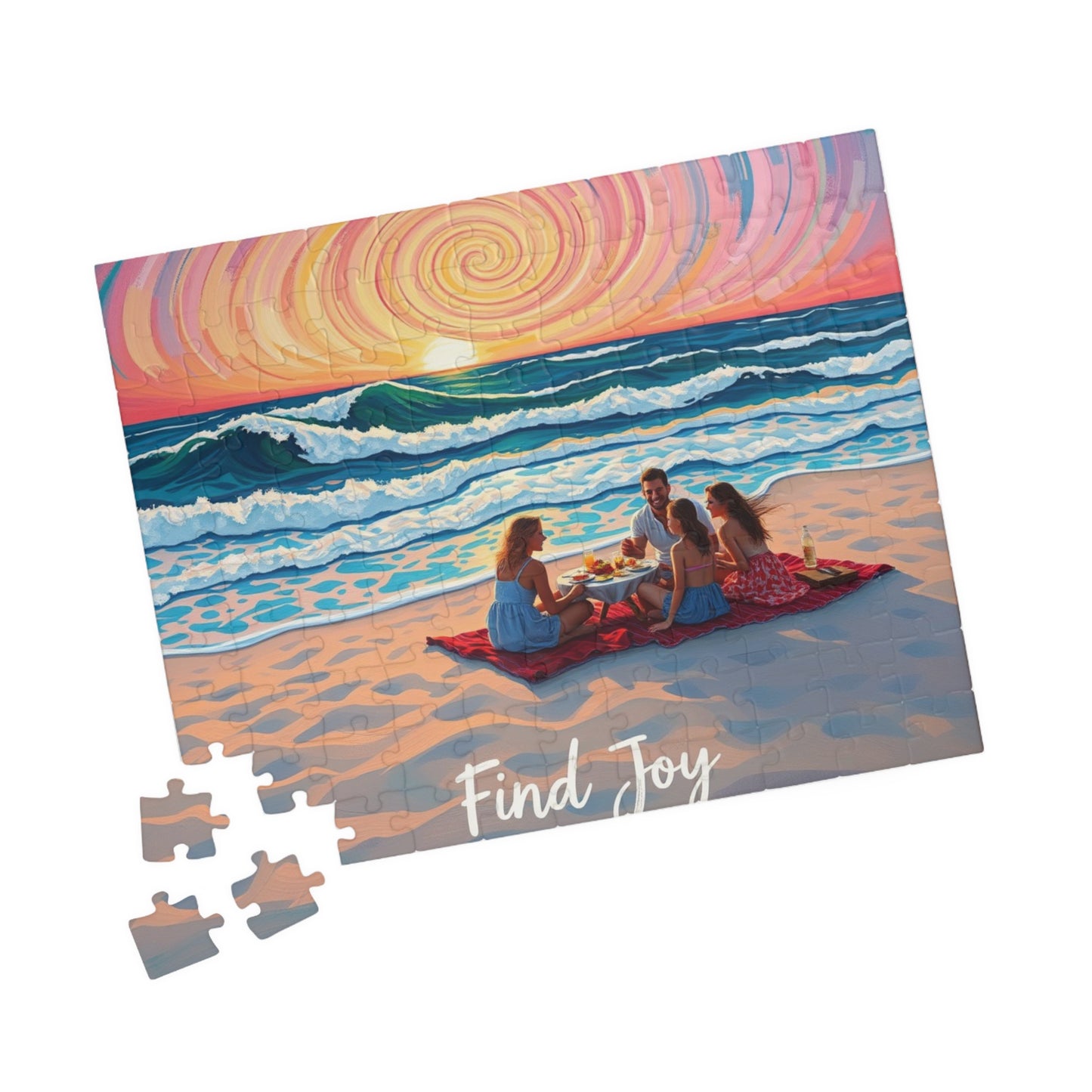 Puzzle Board Game Beach Scene Family Fun Educational Toy Gift, 110, 252, 520, 1014-piece Jigsaw - Great Brain Teaser Impressionist Design