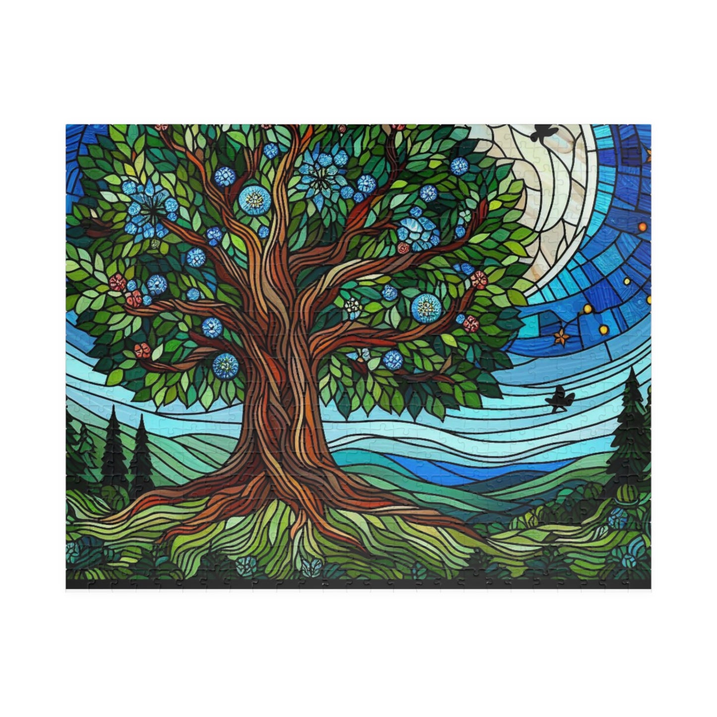 Stained Glass Forest Puzzle  Enchanting Forest Scene, Unique Gift Idea, Beautifully Intricate Design