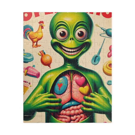 Jigsaw Puzzle, Operation Style Alien Brain Teaser, 520-Piece, Fun Kids Activity, Unique Gift Idea, Mind Games Challenge, Entertainment Toy