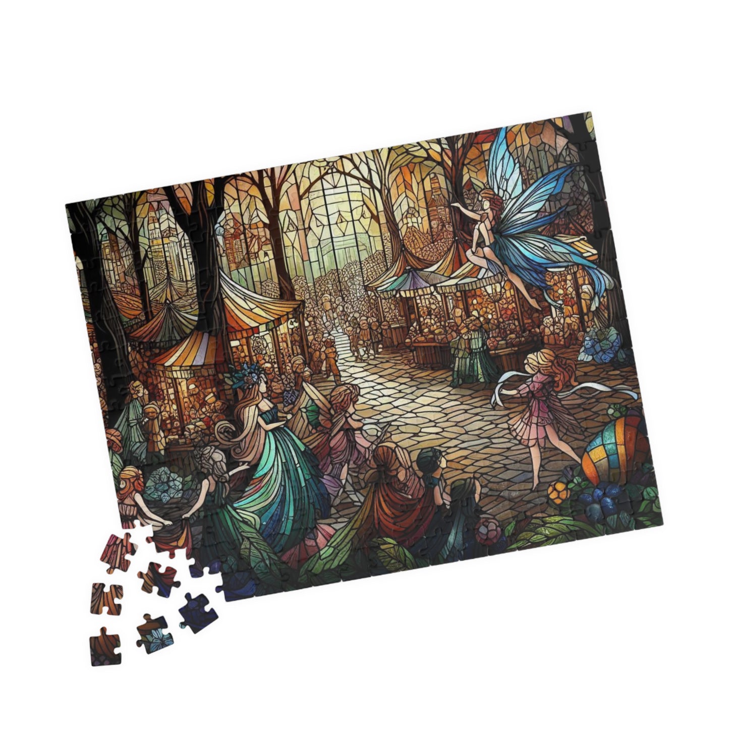 Stained Glass Fairy Market Puzzle Magical Fantasy Art Gift