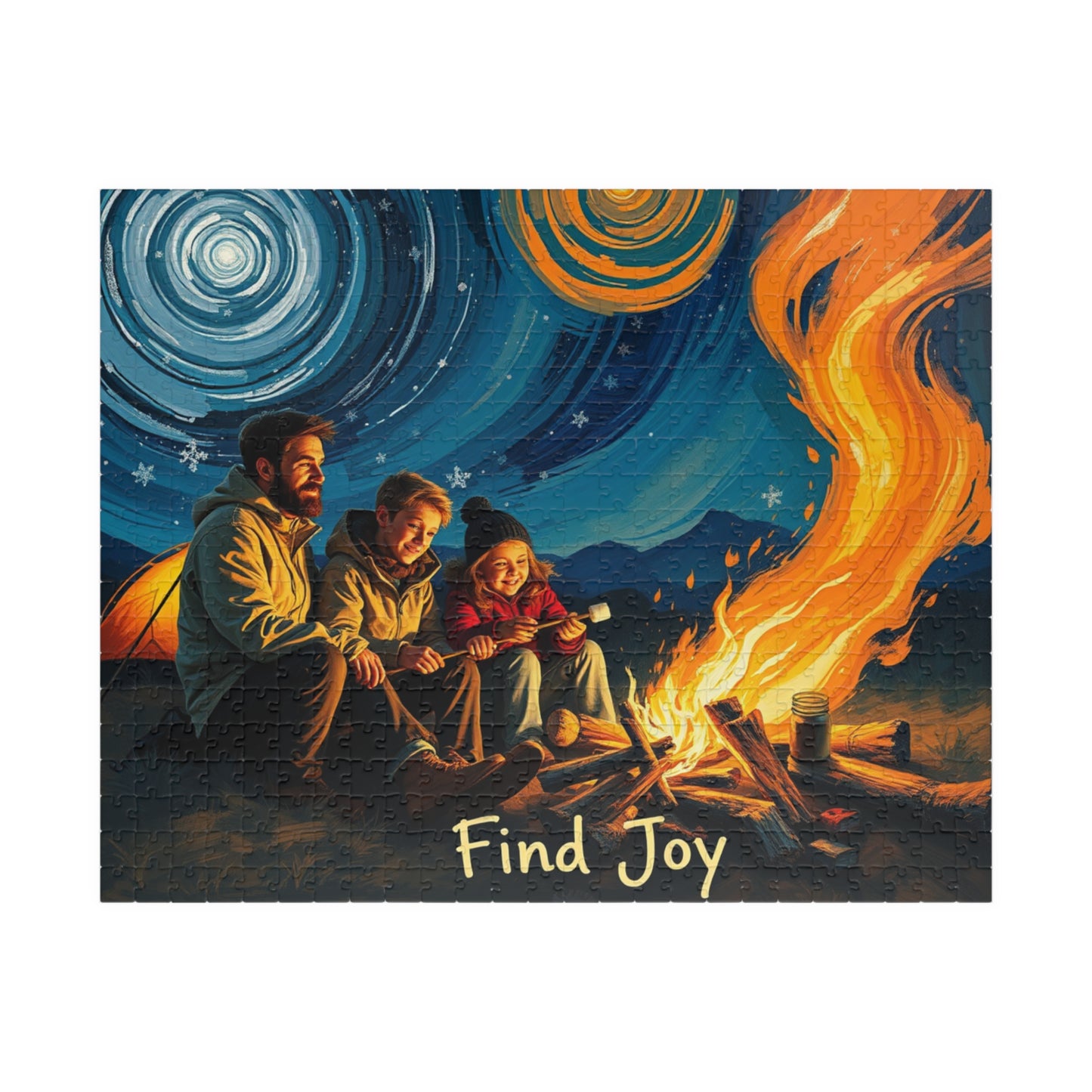 Puzzle - Family Camp Scene Brain Teaser Jigsaw Board Game, Great Gift for Nature Lover, Stunning Design, Unique Toy