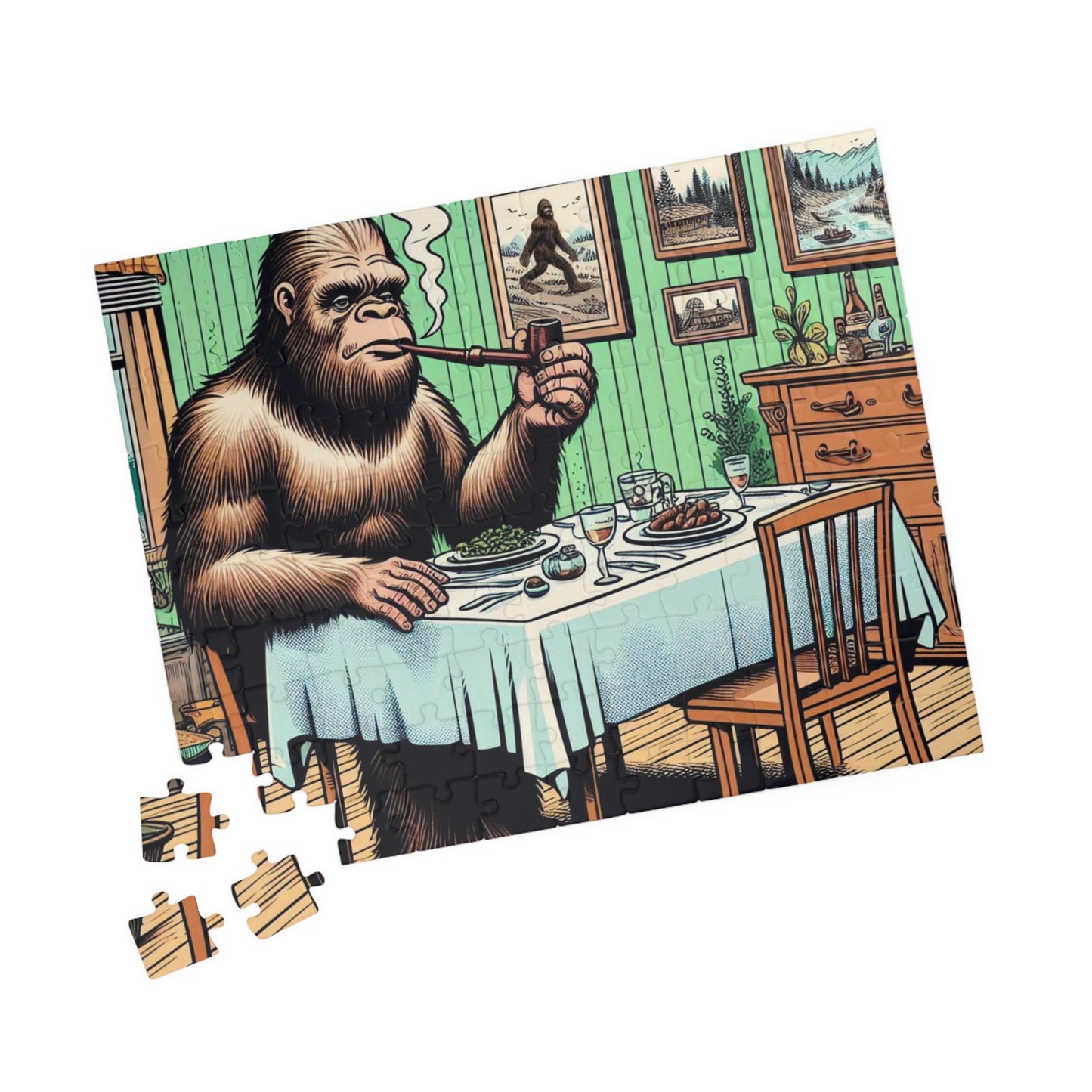 Bigfoot Puzzle, Humerous design, cryptid art, brain teaser