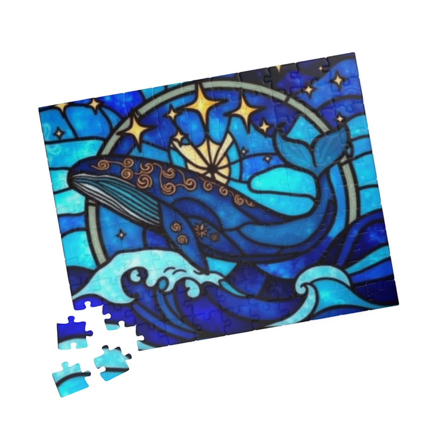 Puzzle, Stained Glass Whale Brain Teaser Jigsaw, Family Activity, Relaxation, Great Gift, 110 252 520 1014 Piece, For Adults Kids,