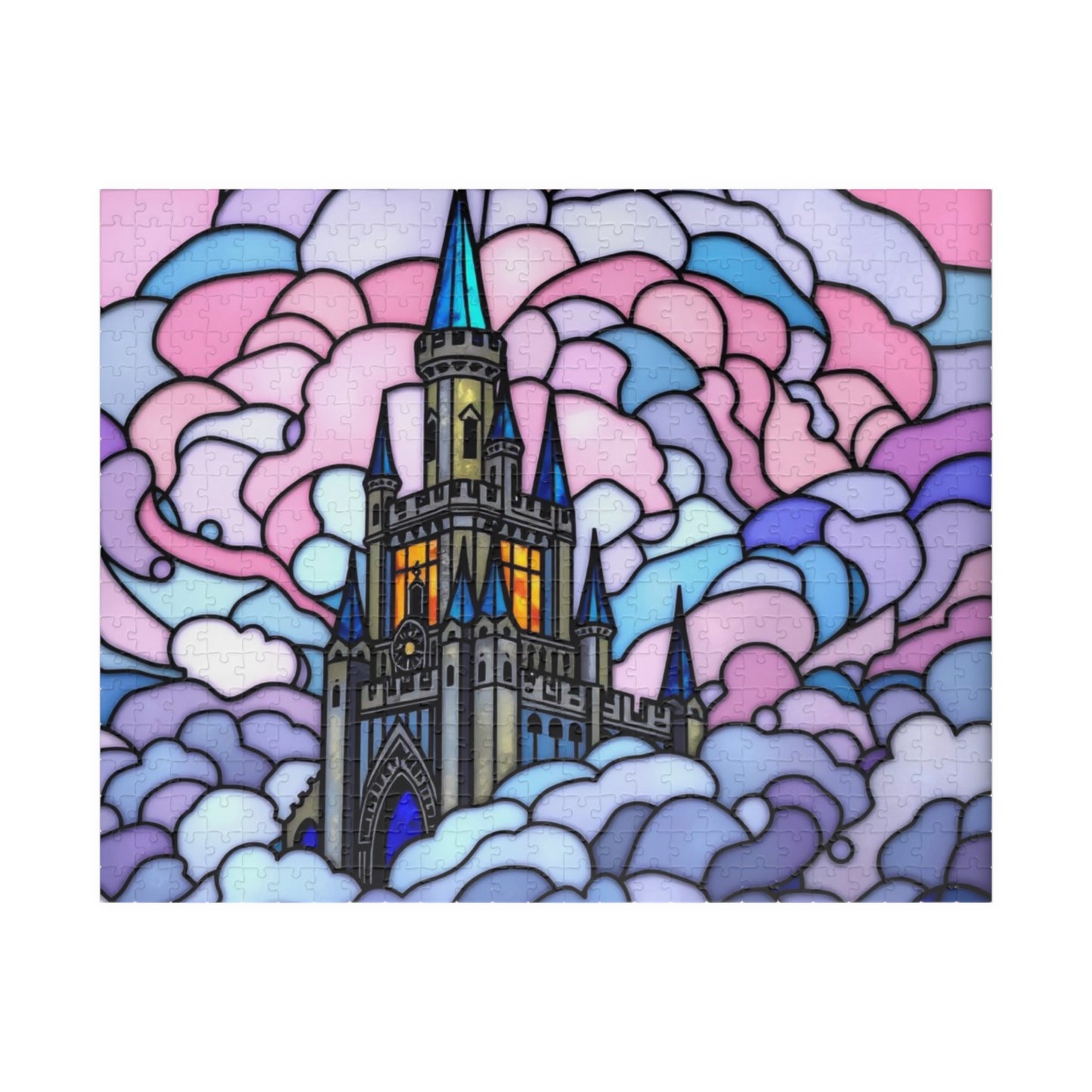 Puzzle, Stained glass fantasy castle puzzle, Jigsaw, Brain teaser, Game night, Family activity, Relaxation, Holiday gift