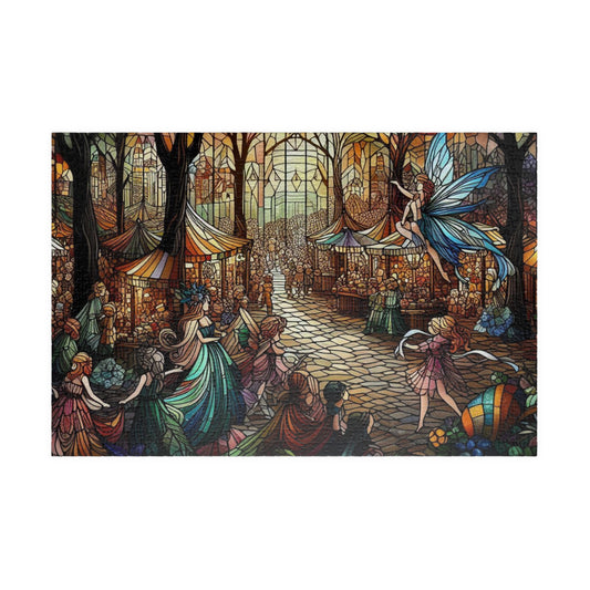 Stained Glass Fairy Market Puzzle Magical Fantasy Art Gift