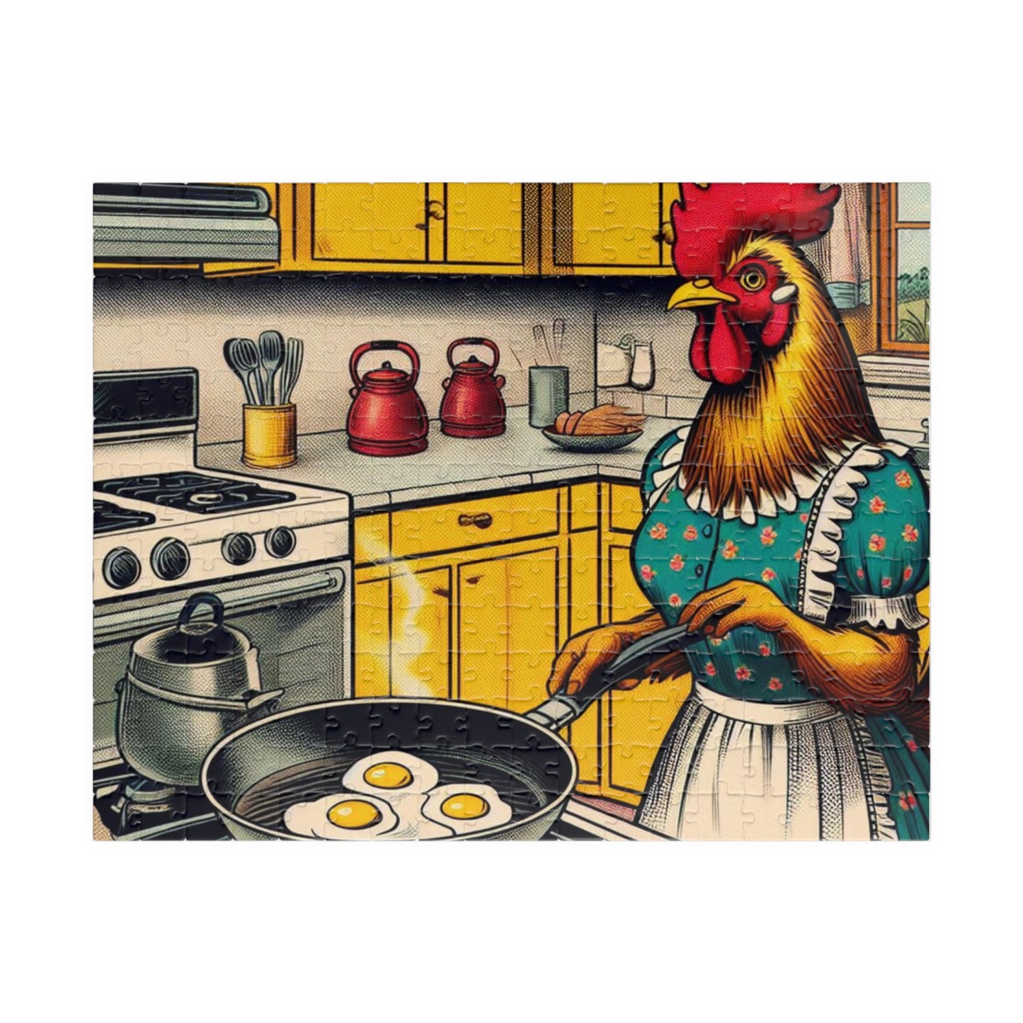 Funny puzzle, Chicken Cooking Eggs, Relaxation Activity, Mindfulness, Board Game, Jigsaw, Brainteaser,