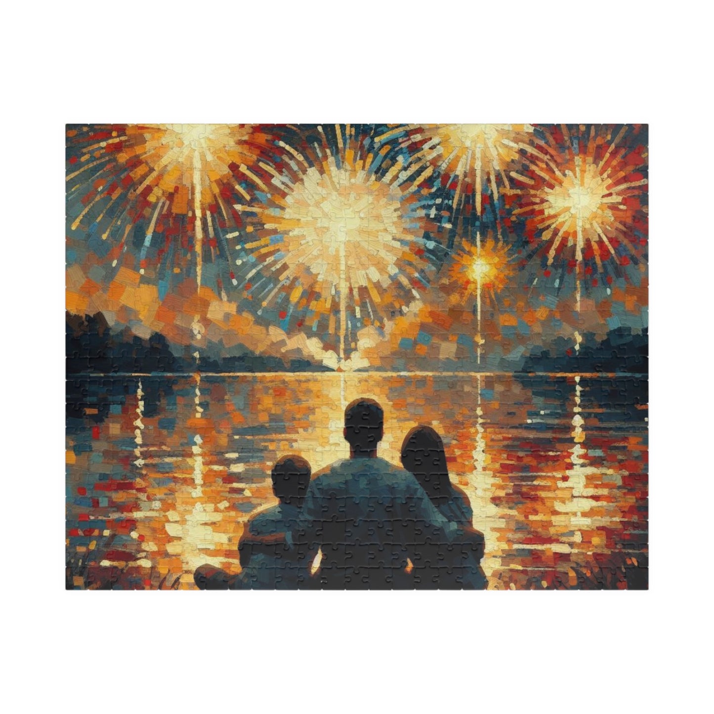 Jigsaw Puzzle, Impressionist Van Gogh Brainteaser, Fourth of July Fireworks Family Memories Gift, Custom Made