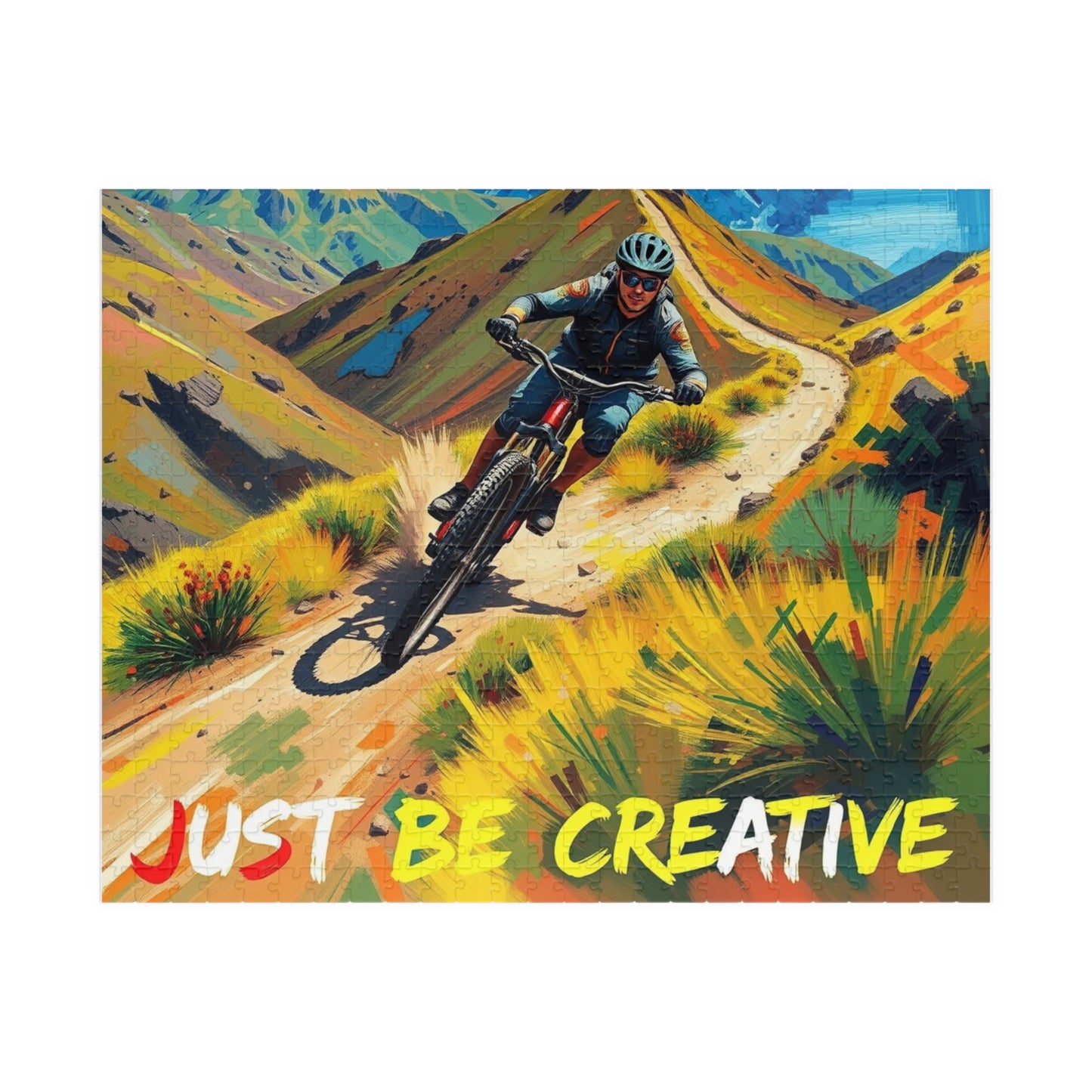 Puzzle, Surreal Van Gogh Inspired Impressionist Adventure Creative Mountain Biking, 110 252 520 1014-Piece Jigsaw, Artistic Brain Teaser,