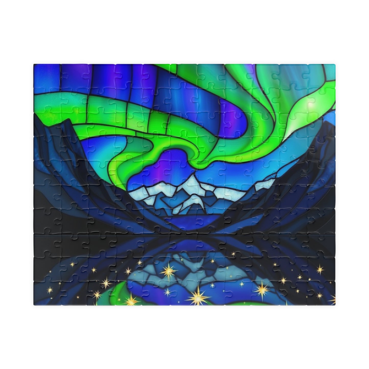 Puzzle Jigsaw, Stained Glass Northern Lights Brainteaser, Family Fun, Mental Health Relaxation, 110, 252, 520, 1014-Piece, Holiday Gift,