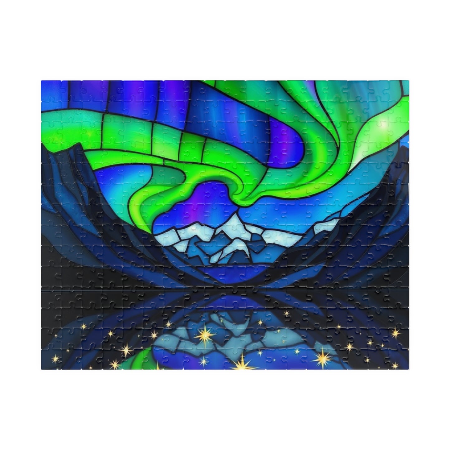 Puzzle Jigsaw, Stained Glass Northern Lights Brainteaser, Family Fun, Mental Health Relaxation, 110, 252, 520, 1014-Piece, Holiday Gift,