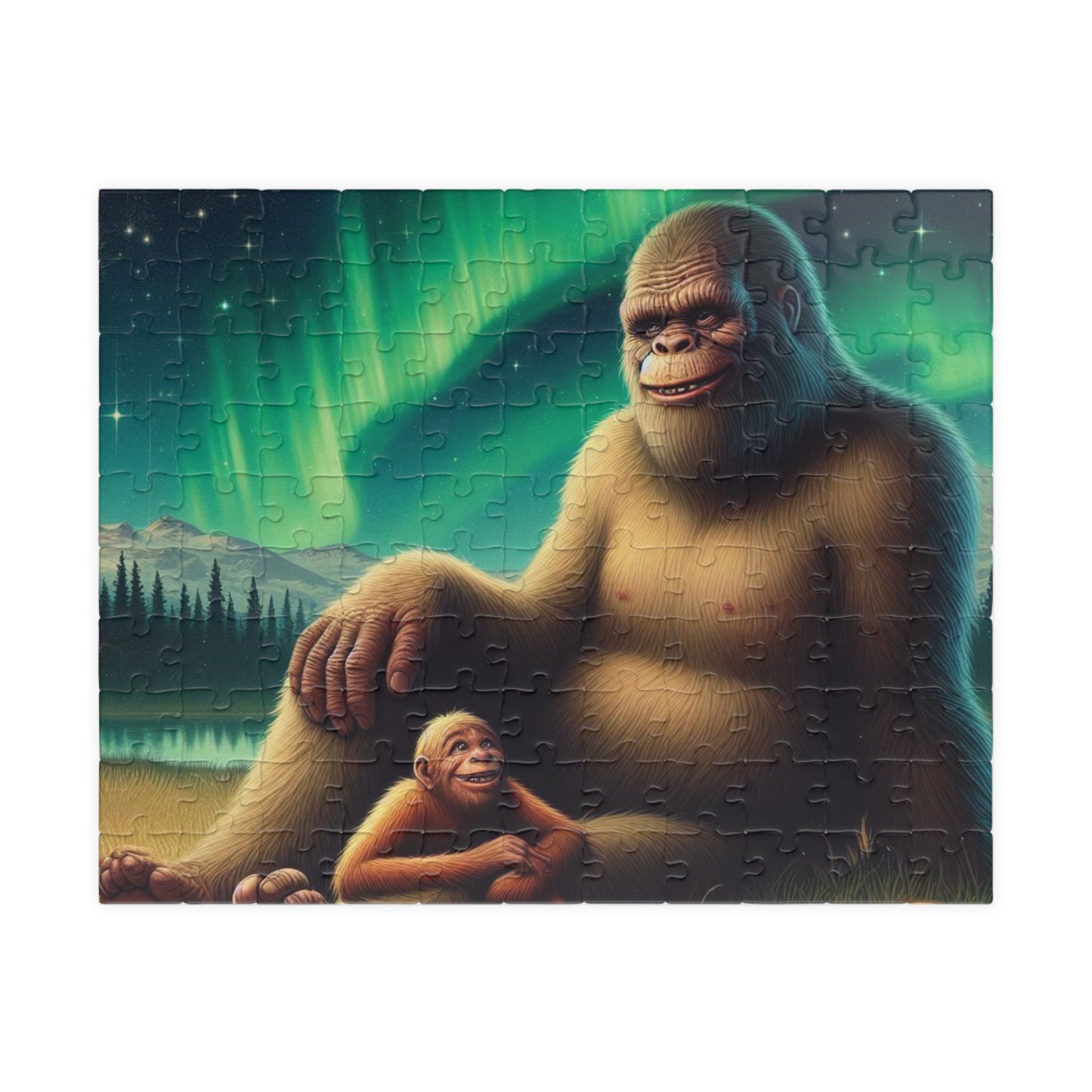 Bigfoot Northern Lights Puzzle, Mindfulness activity, relaxation gift