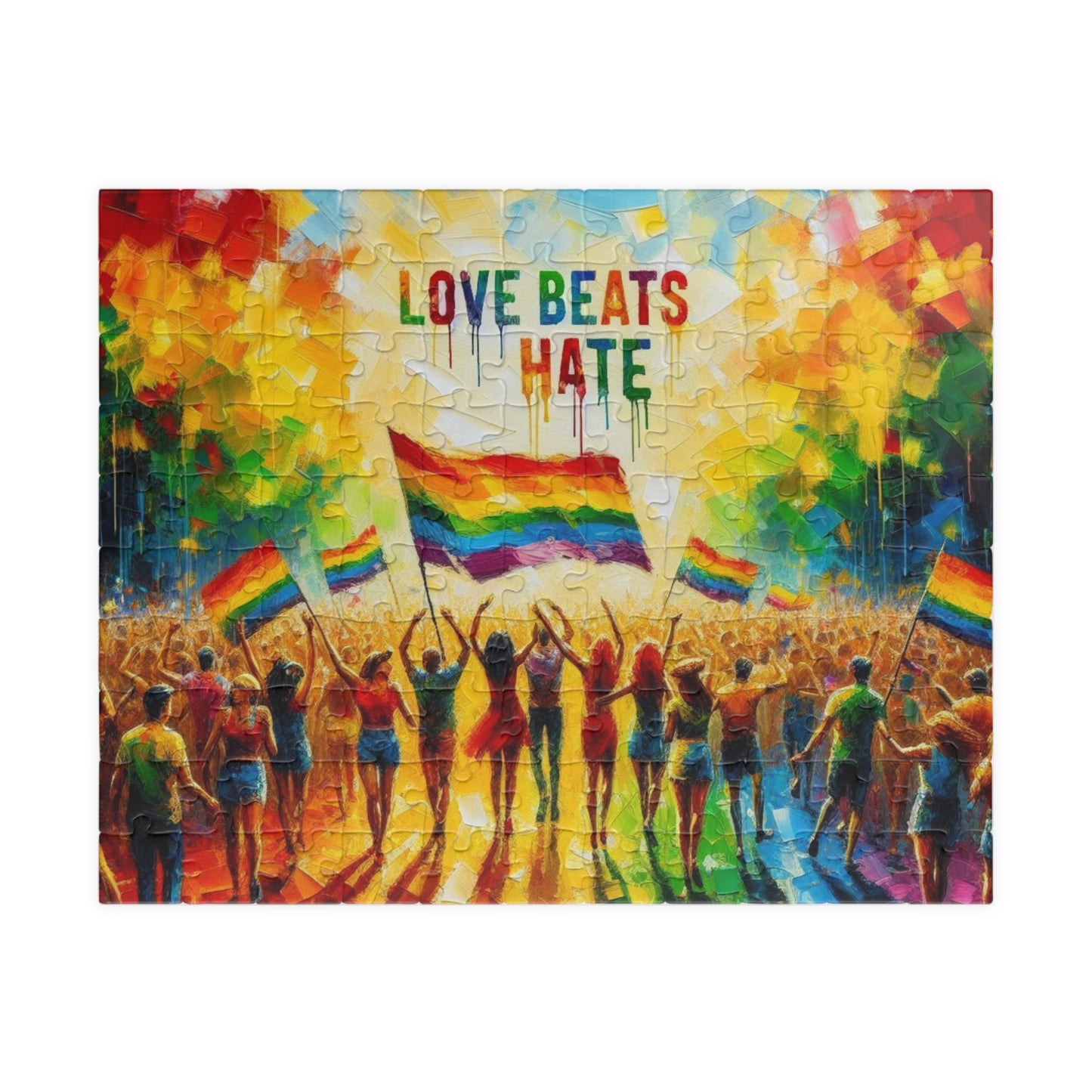 Jigsaw Puzzle, Pride Parade LGBTQ Inclusive 520 Piece Puzzle, Rainbow Puzzle, Queer Pride Gift, Unique Present, Fun Challenge, Colorful Game