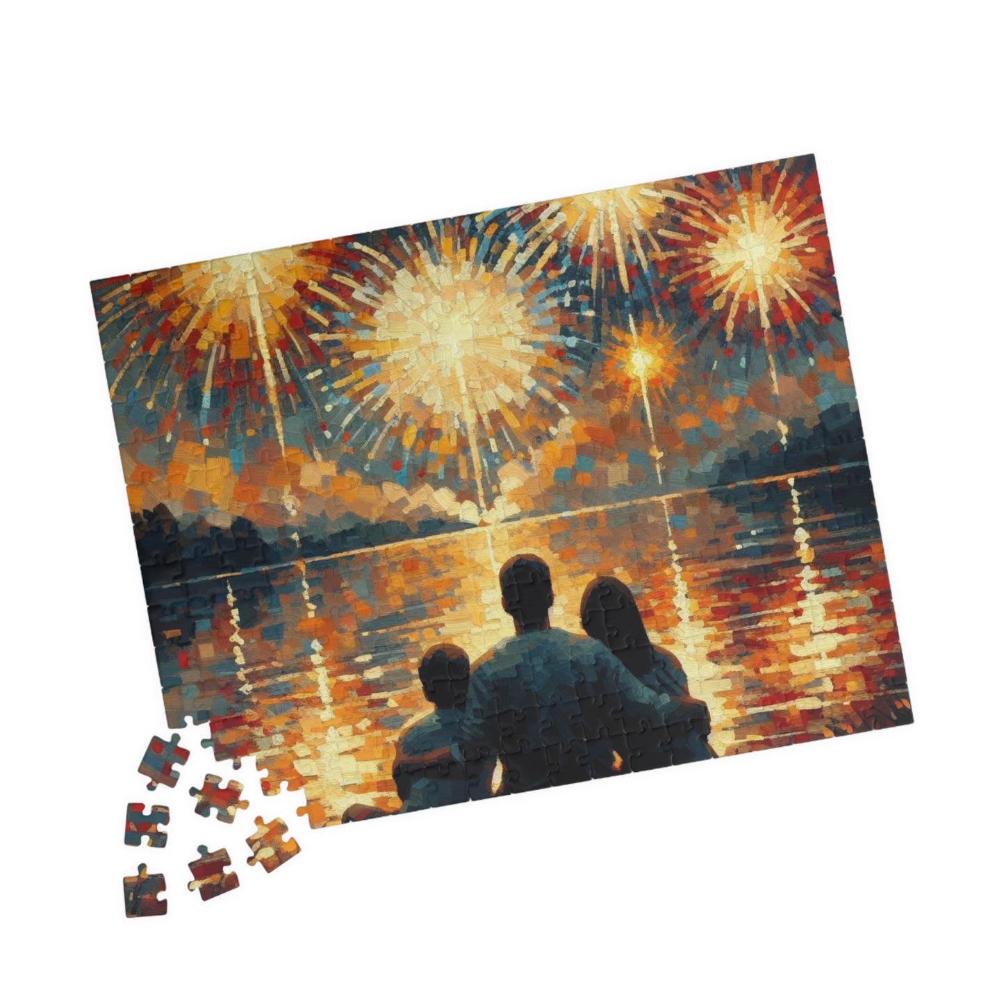 Jigsaw Puzzle, Impressionist Van Gogh Brainteaser, Fourth of July Fireworks Family Memories Gift, Custom Made