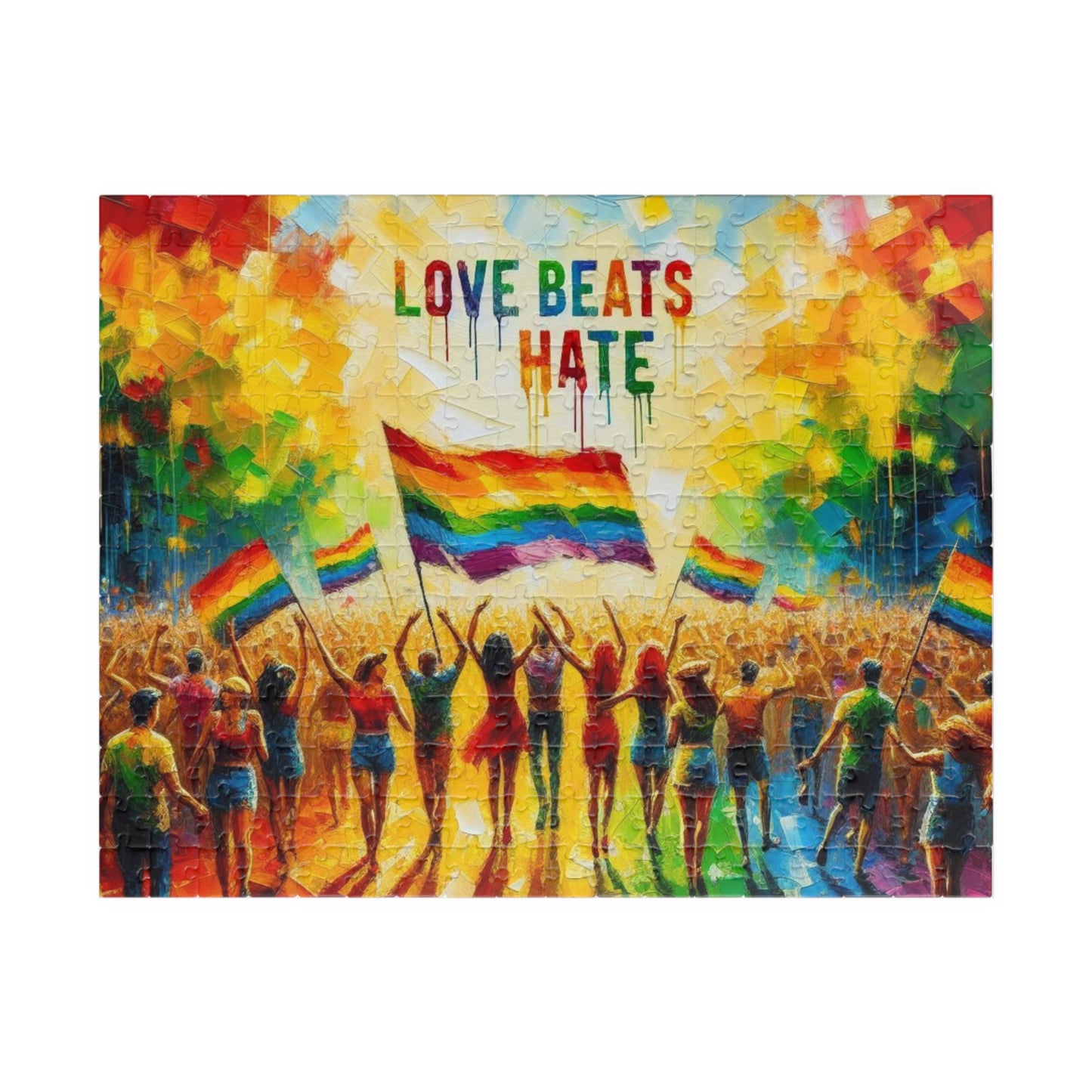 Jigsaw Puzzle, Pride Parade LGBTQ Inclusive 520 Piece Puzzle, Rainbow Puzzle, Queer Pride Gift, Unique Present, Fun Challenge, Colorful Game