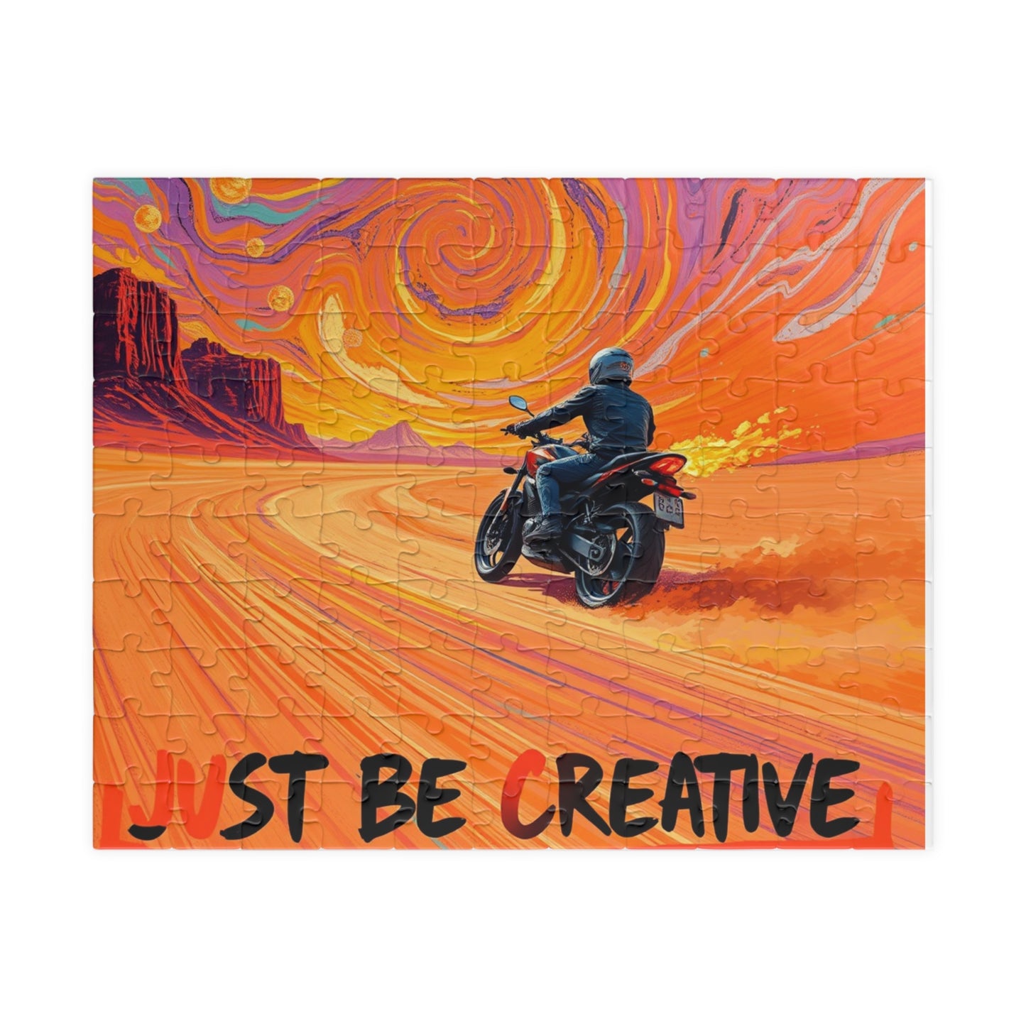 Puzzle, Surreal Motorcycle Adventure Van Gogh Inspired Impressionist Desert Motorcycle, Jigsaw, Art Activity, Gift, Home Decor, Indoor