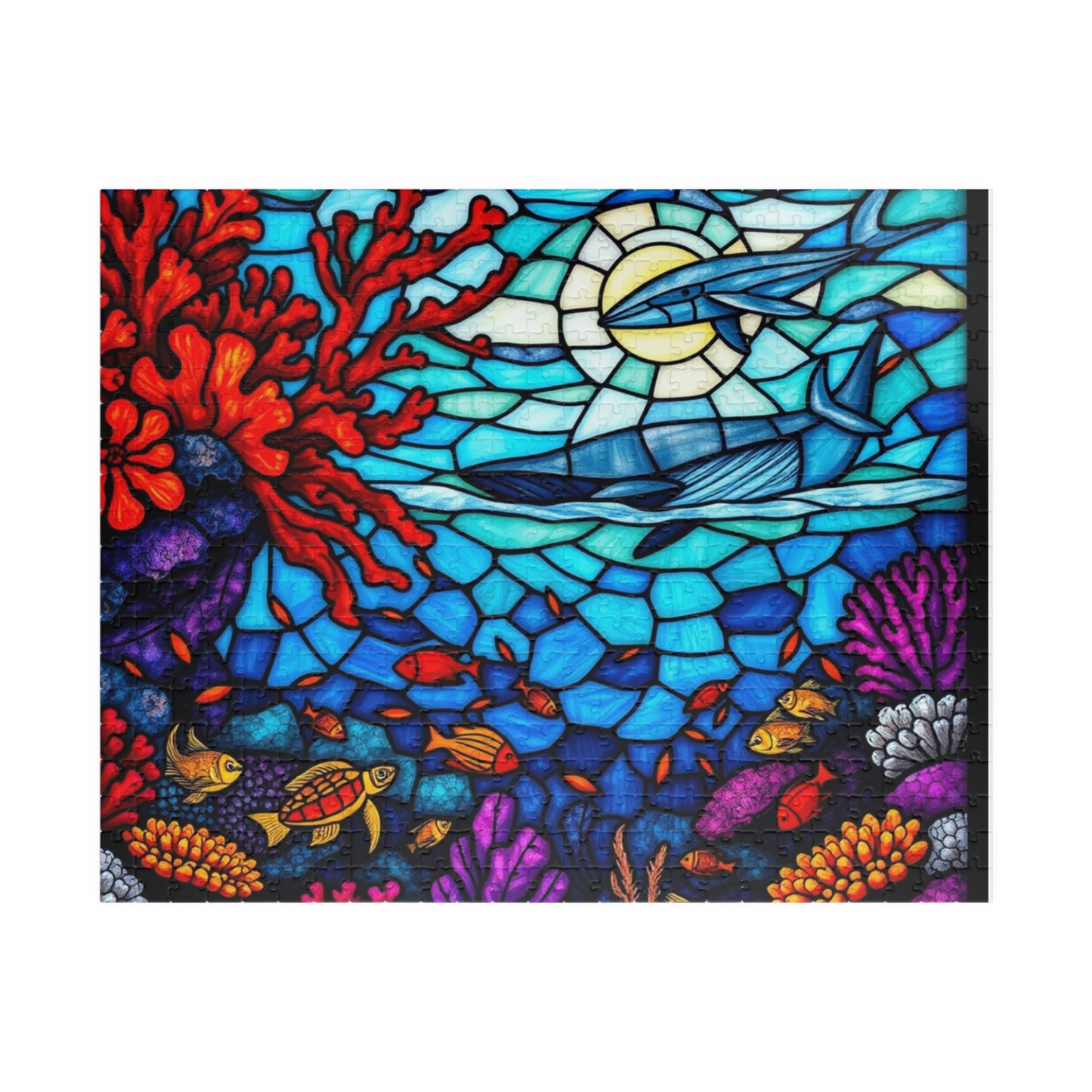 Puzzle, Underwater Stained Glass Scene, Nature Lover, Brain Teazer, Jigsaw, Mind Game, Holiday Gift, Relaxation Activity