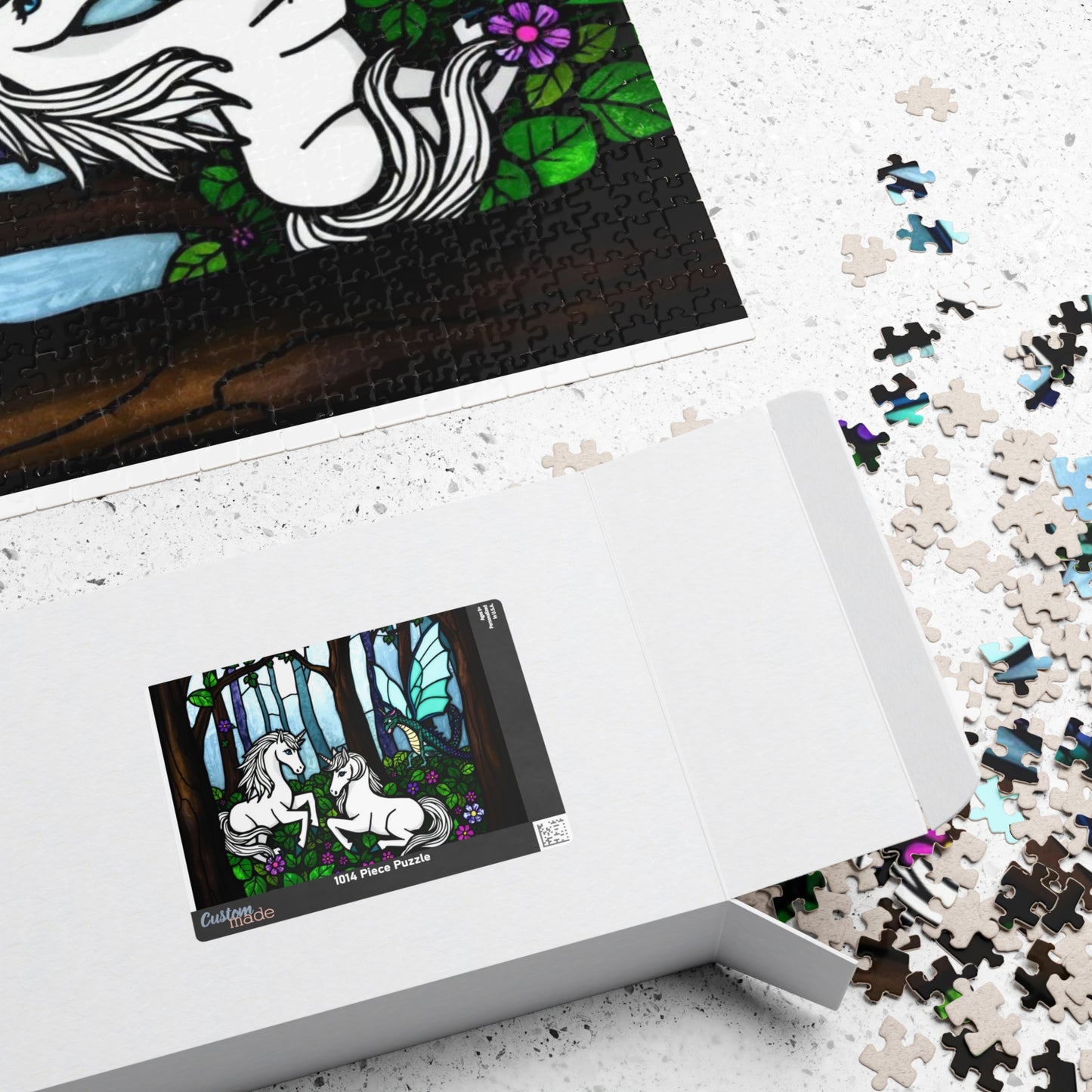 Puzzle, Stained Glass Unicorn Jigsaw, Brain Teaser Game, Mythical Creature Toy, Gift for Puzzle Lover, Board Game Activity