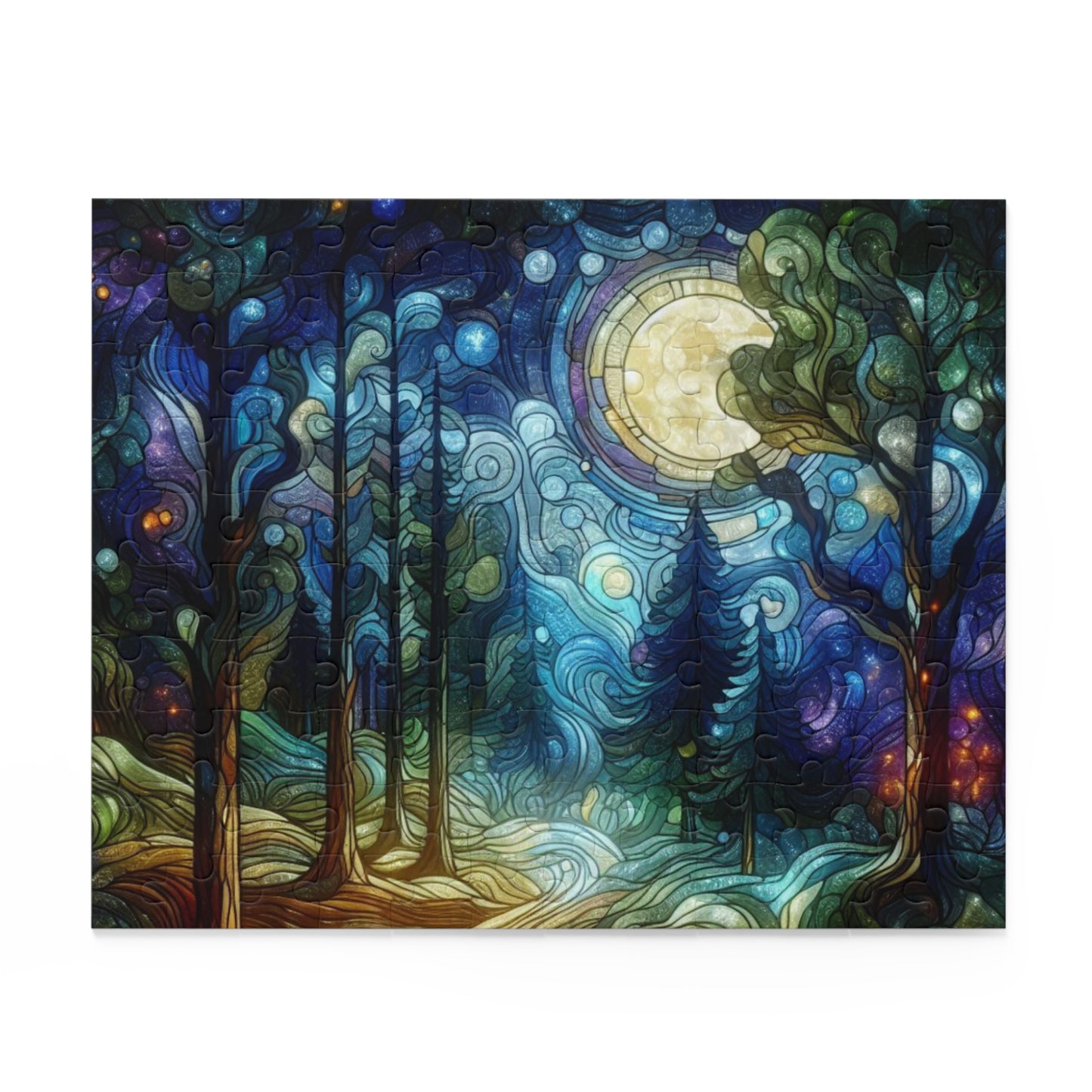 Puzzle, Forest Jigsaw Stained Glass Art, 120 252 500-Piece Wood, Table Game, Family Fun, Relaxing Challenge, Holiday Gift