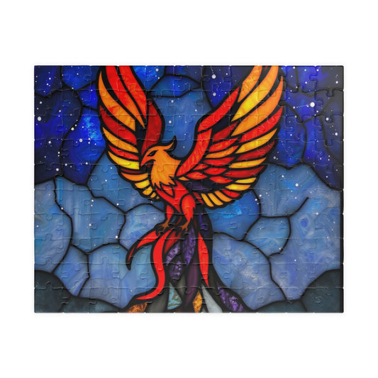 Puzzle Board Game - Phoenix Night Sky Stained Glass Jigsaw - Family Activity Toy Gift