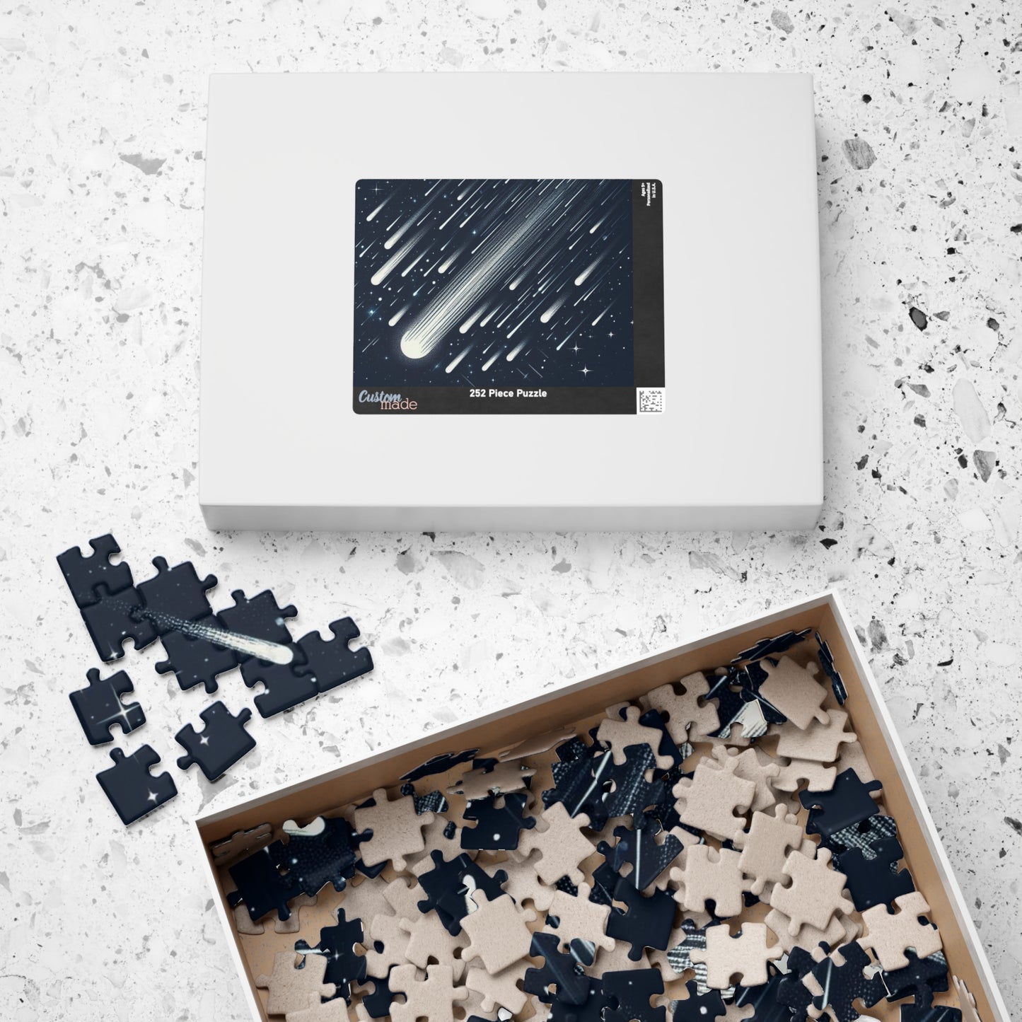 Puzzle, intricate minimalist meteor shower design, Jigsaw Game, Mind Boggler, Relaxing Hobby, Brain Teaser, Gift for Puzzle Lovers, Home