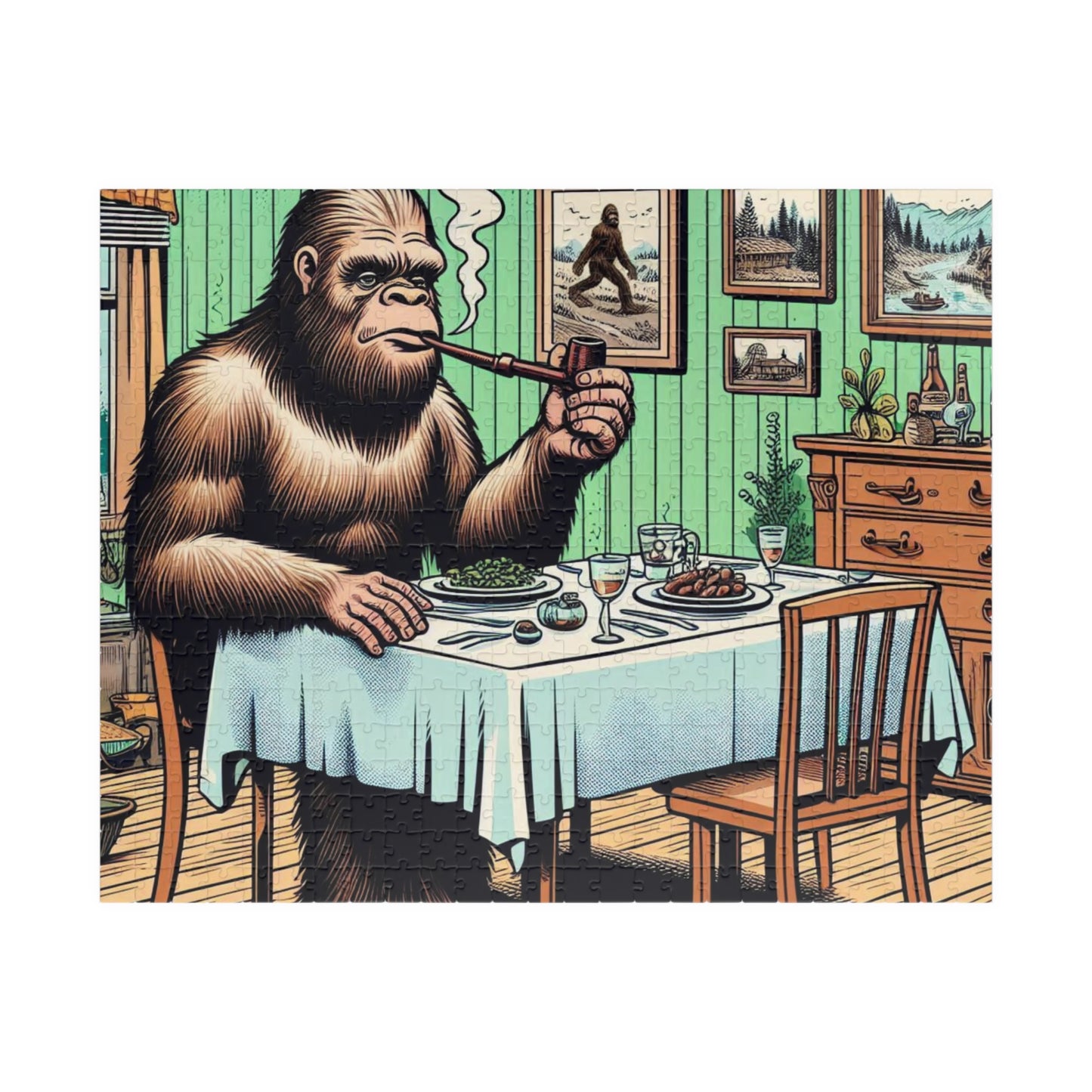 Bigfoot Puzzle, Humerous design, cryptid art, brain teaser