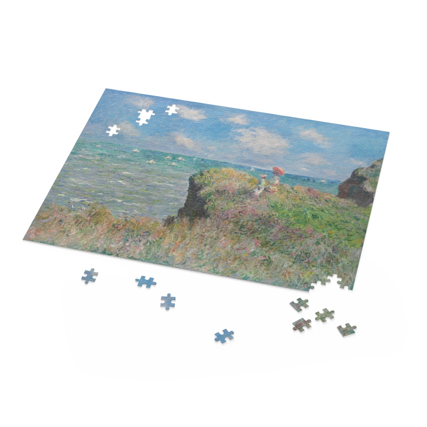 Puzzle (120, 252, 500-Piece) - Claude Monet Cliff Walk at Pourvill Jigsaw, Artistic Jigsaw for Adults, Impressionist Art Puzzle, Hobby Gift,