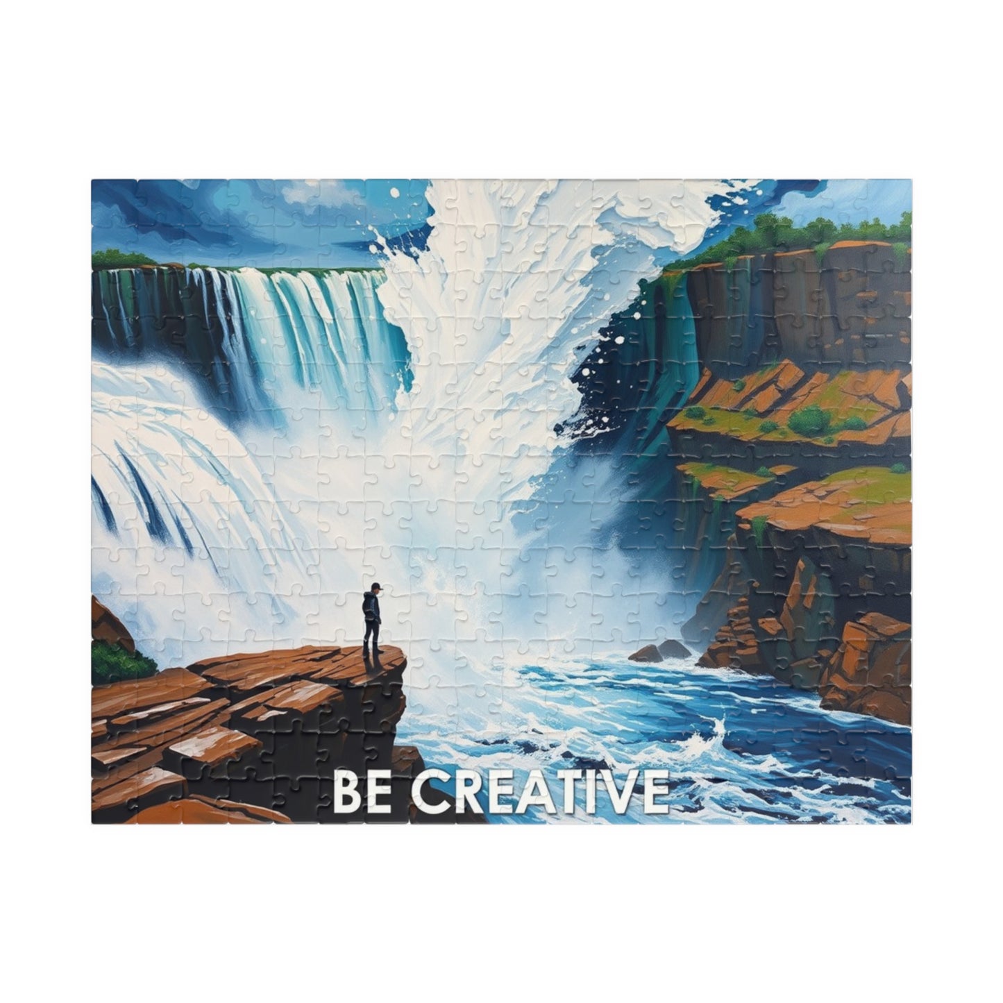 Niagara Falls Art Puzzle - Dramatic Waterfall Wall Art - Impressionist Nature Print Gif