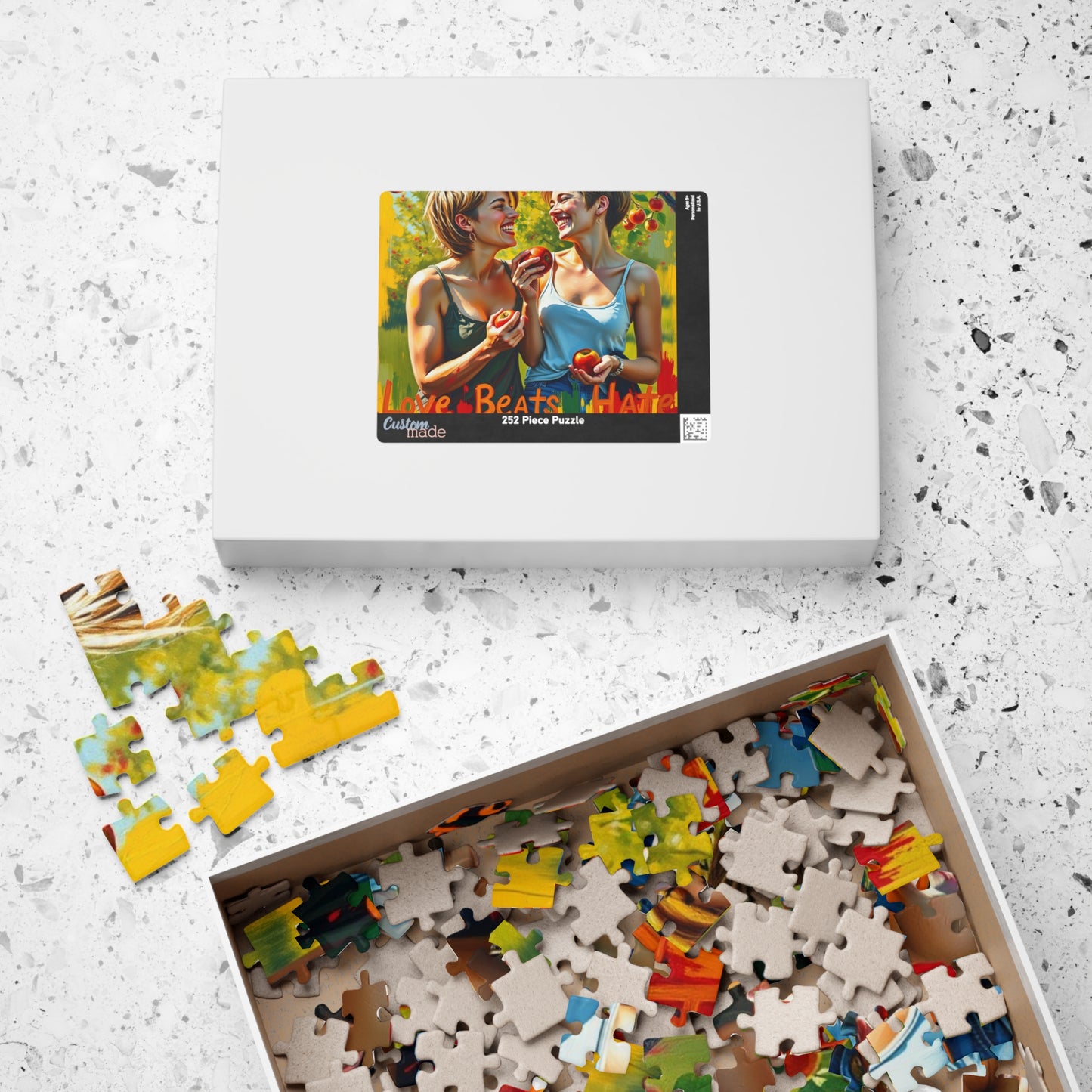 Puzzle, LGBTQ Puzzle gay women apple picking, Jigsaw Puzzle, 520-piece Puzzle, LGBT Gift, Pride Puzzle, Unique Puzzle, Meditation Activity,