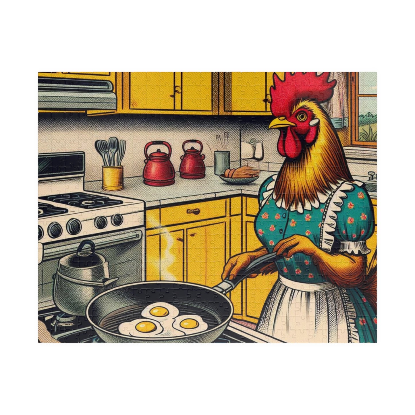 Funny puzzle, Chicken Cooking Eggs, Relaxation Activity, Mindfulness, Board Game, Jigsaw, Brainteaser,