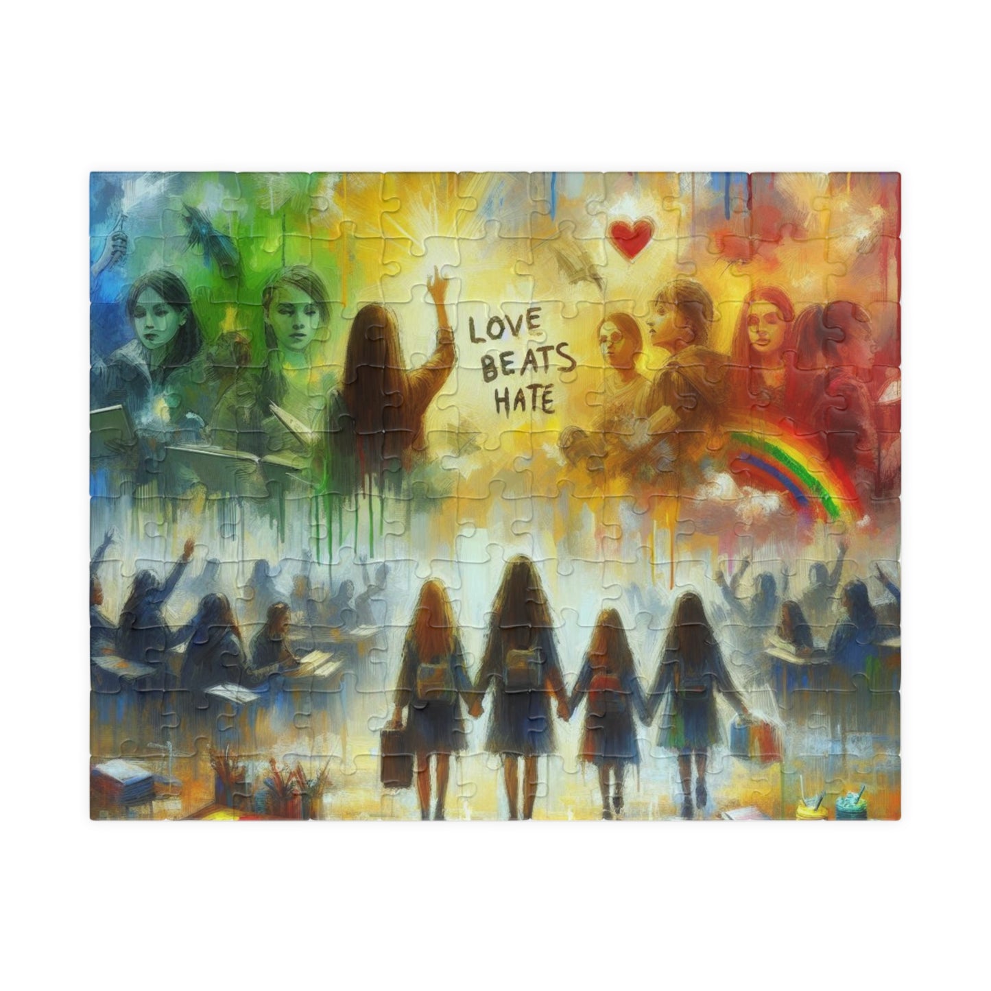 Jigsaw Puzzle, Feminist Equality Impressionist Design, Colorful 110 252 520 1014-Piece, Women's Rights Gift, Mindfulness Activity,