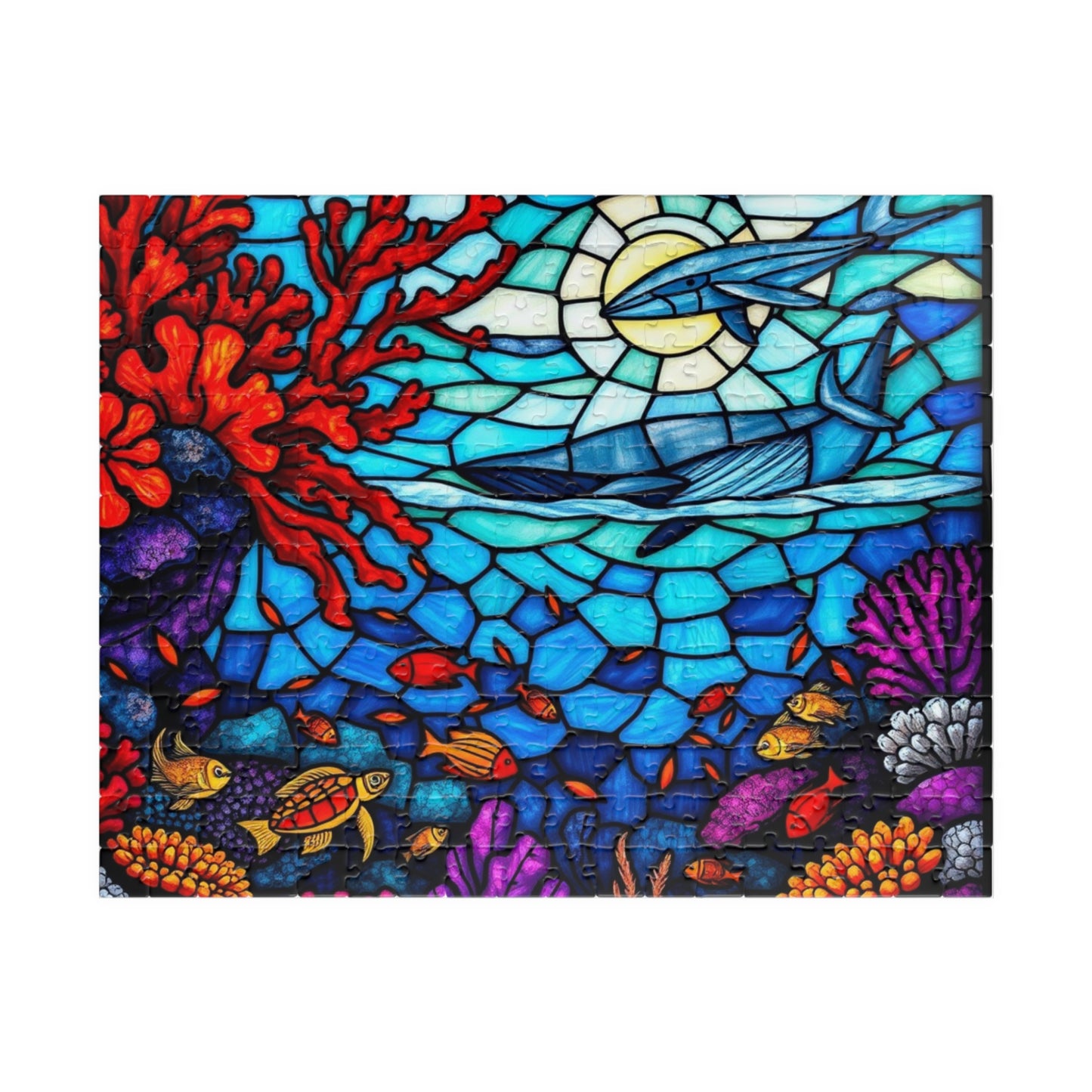 Puzzle, Underwater Stained Glass Scene, Nature Lover, Brain Teazer, Jigsaw, Mind Game, Holiday Gift, Relaxation Activity