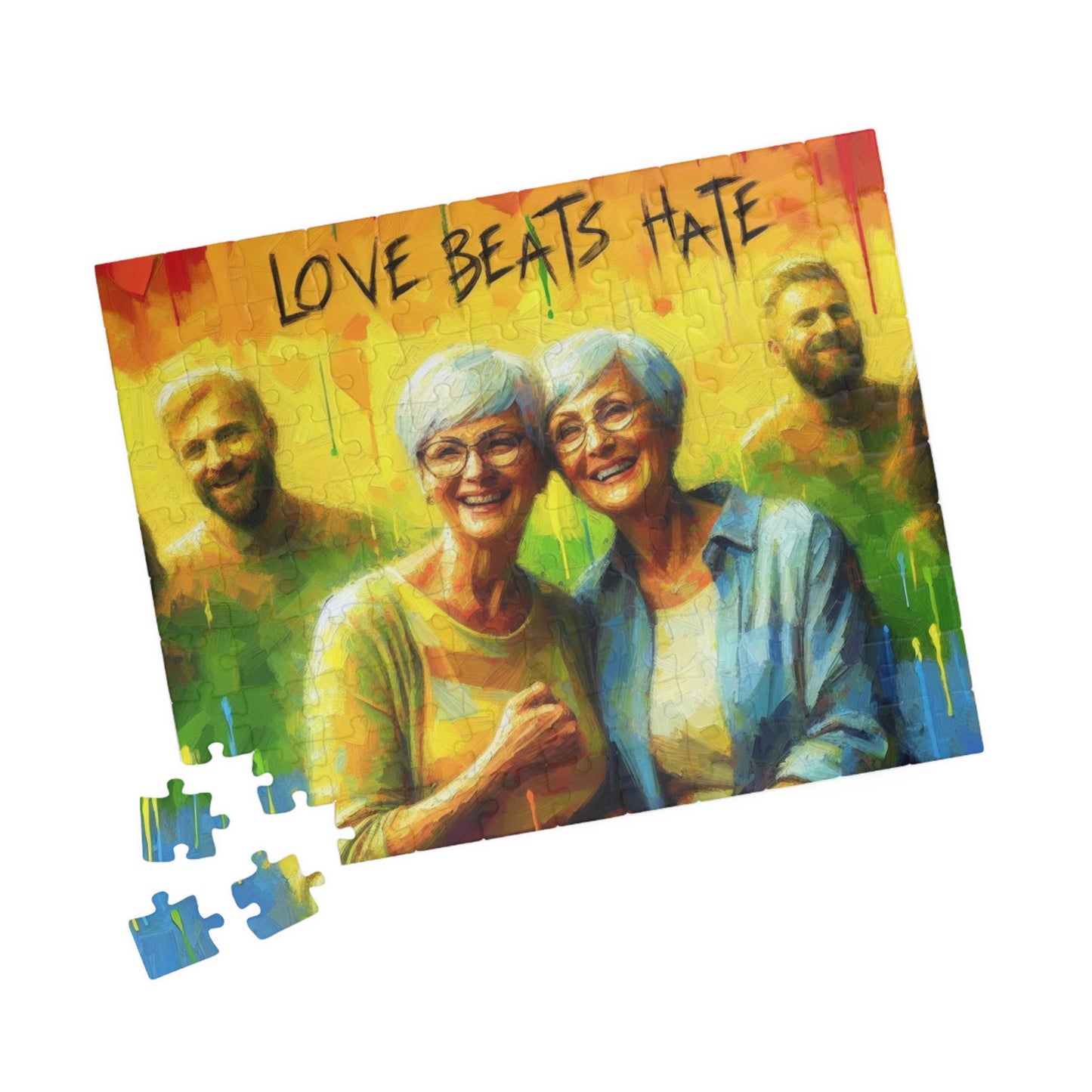 Jigsaw Puzzle, LGBTQ Lesbian Couple Puzzle, Pride Gift, Rainbow Decor, Brain Teaser, Family Activity