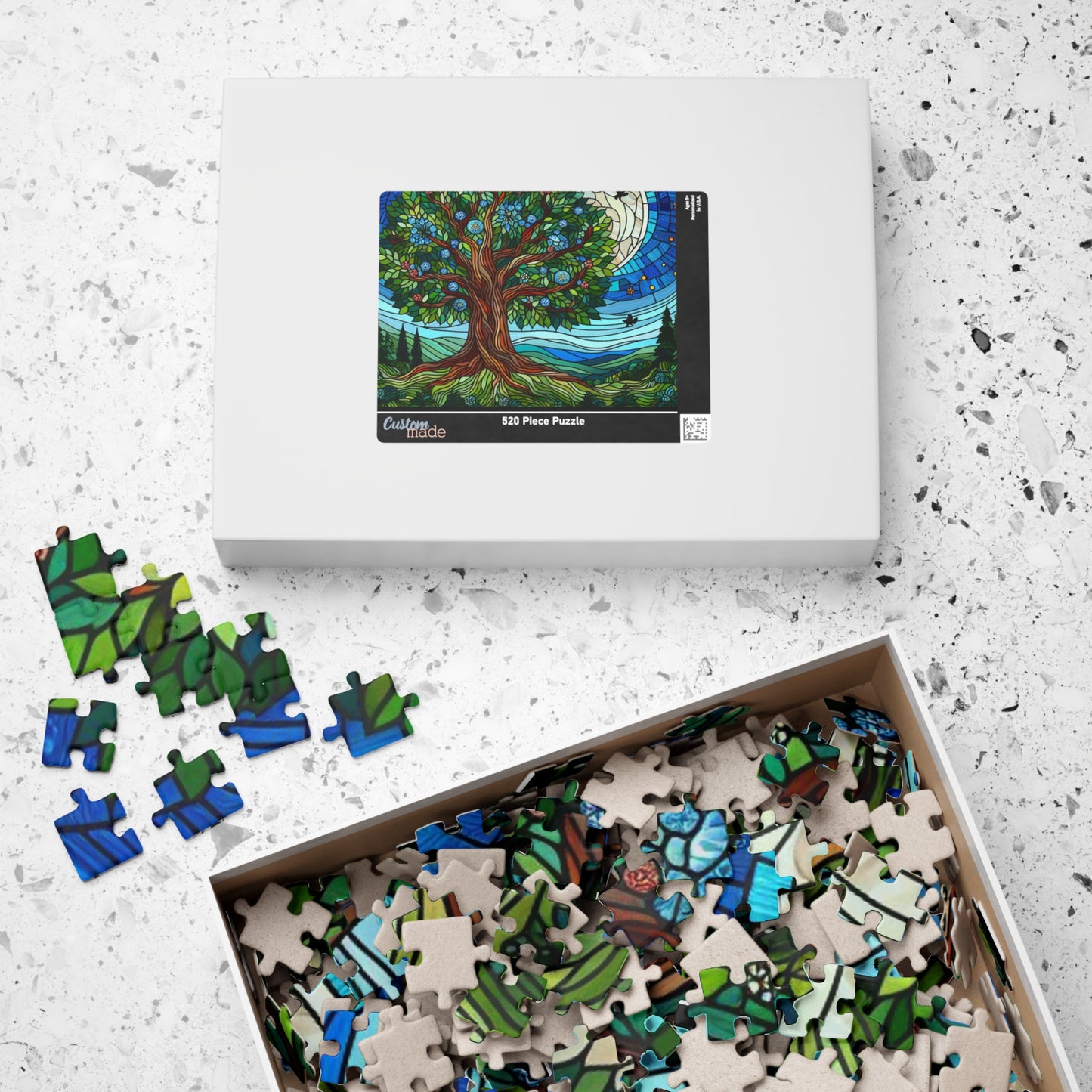 Stained Glass Forest Puzzle  Enchanting Forest Scene, Unique Gift Idea, Beautifully Intricate Design