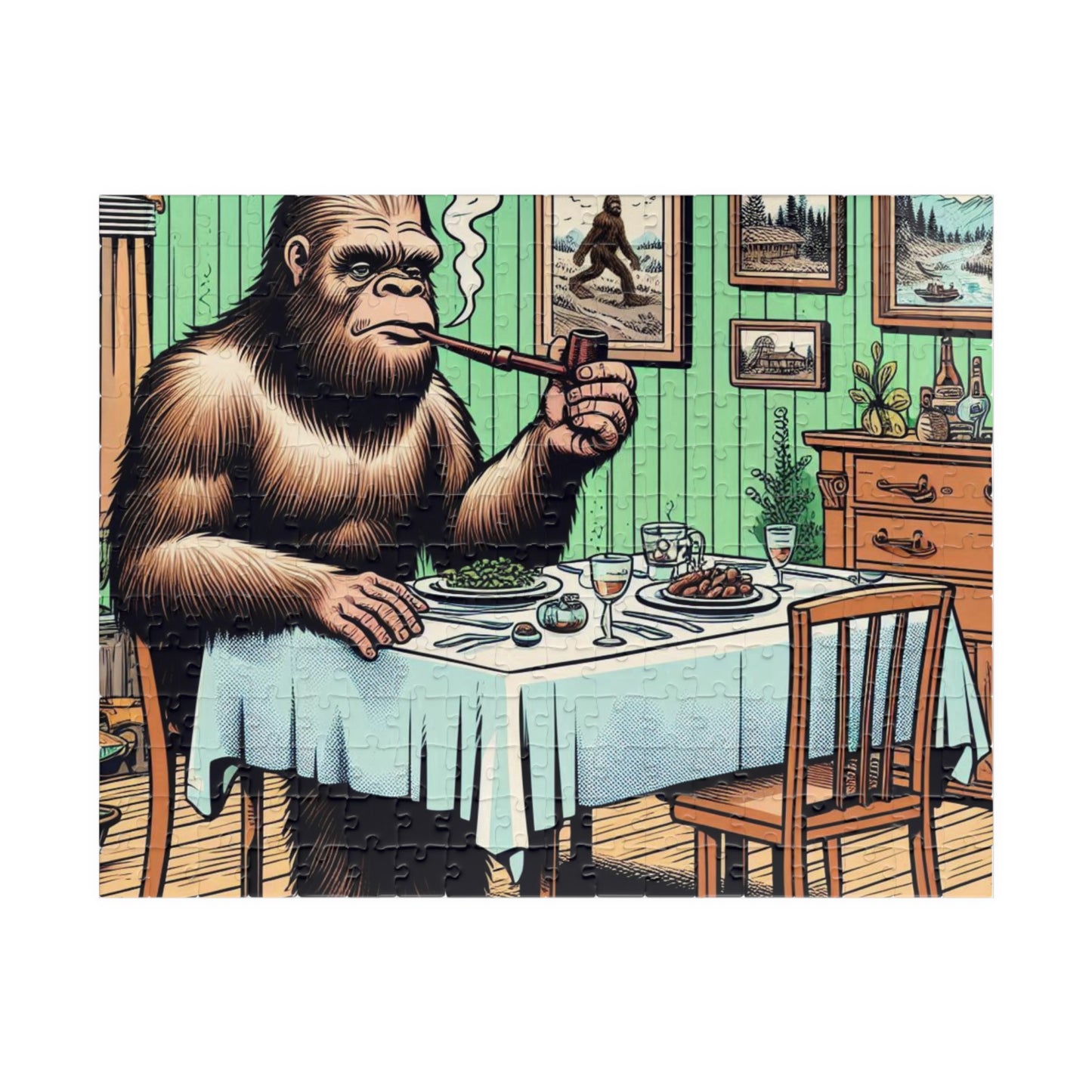 Bigfoot Puzzle, Humerous design, cryptid art, brain teaser